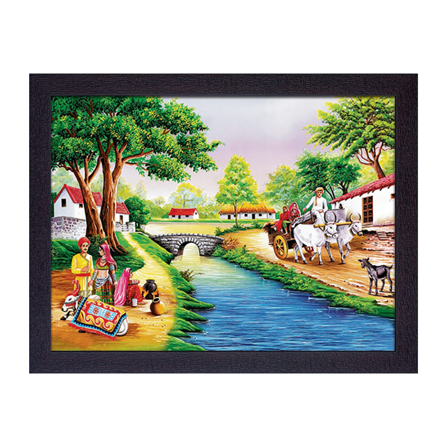 Masstone Beautiful Scenery of Village UV Matt Textured Effect Framed HD Digital Reprint, Wall Art Painting for Decor Home/Office/Bedroom/Living Room (Multicolor, 35X28 CM), Pack of 1 (B0C2N18FDT) Amazon Price History, Amazon Price Tracker