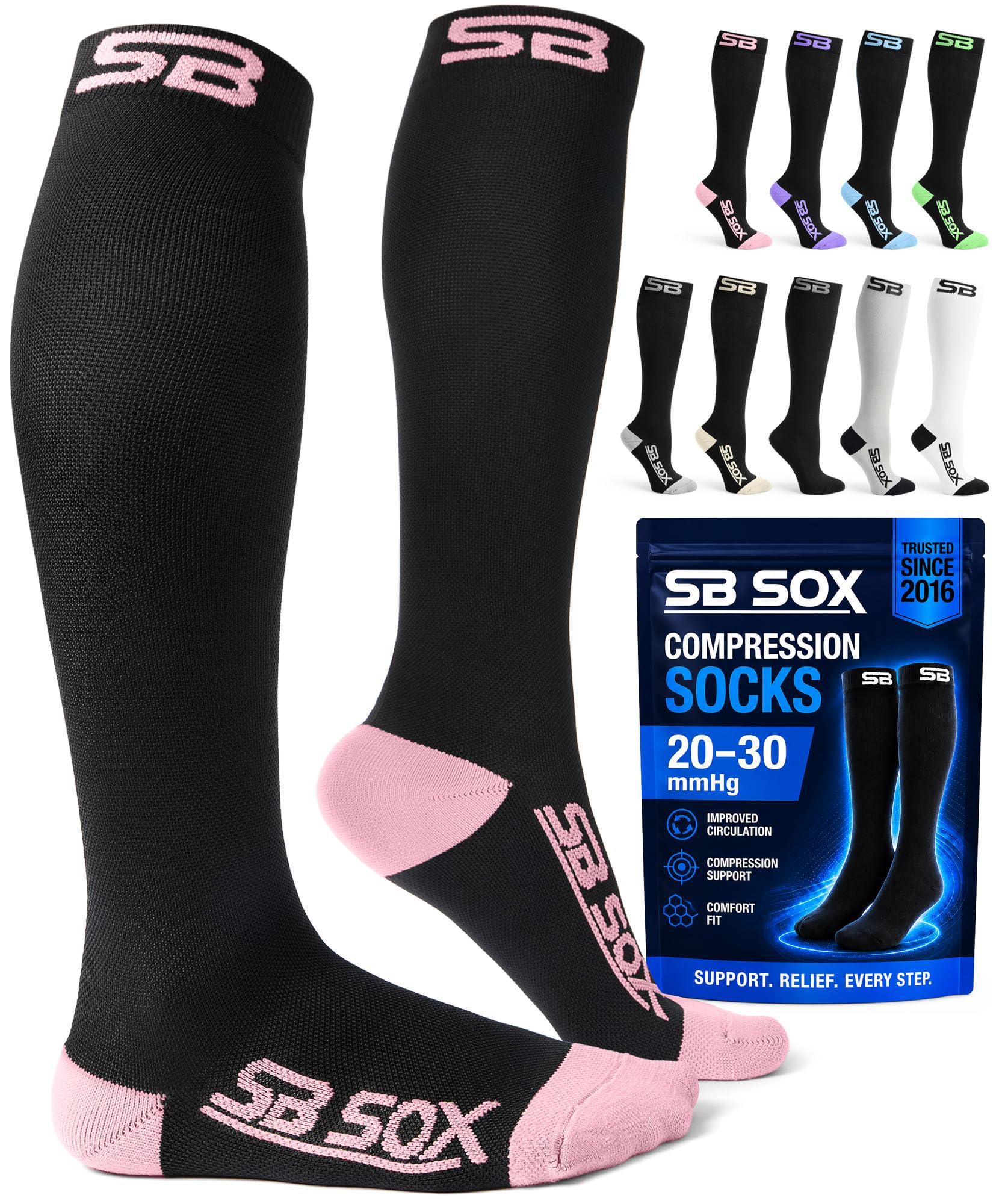 SB SOX Compression Socks for Men &amp; Women (20-30mmHg)