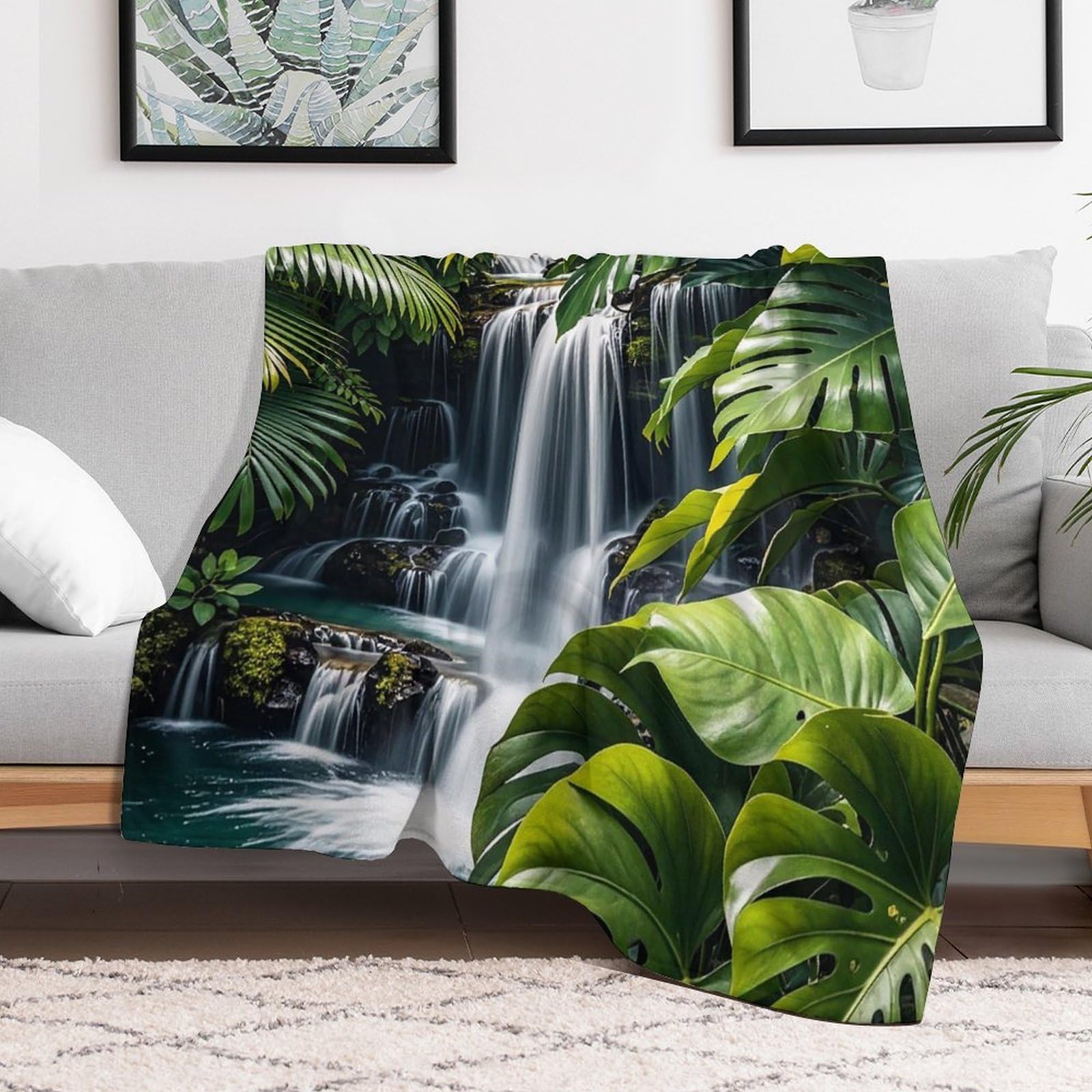 Plaid tropical lit et canapé grande couverture micro polaire douce pour soirées cocooning