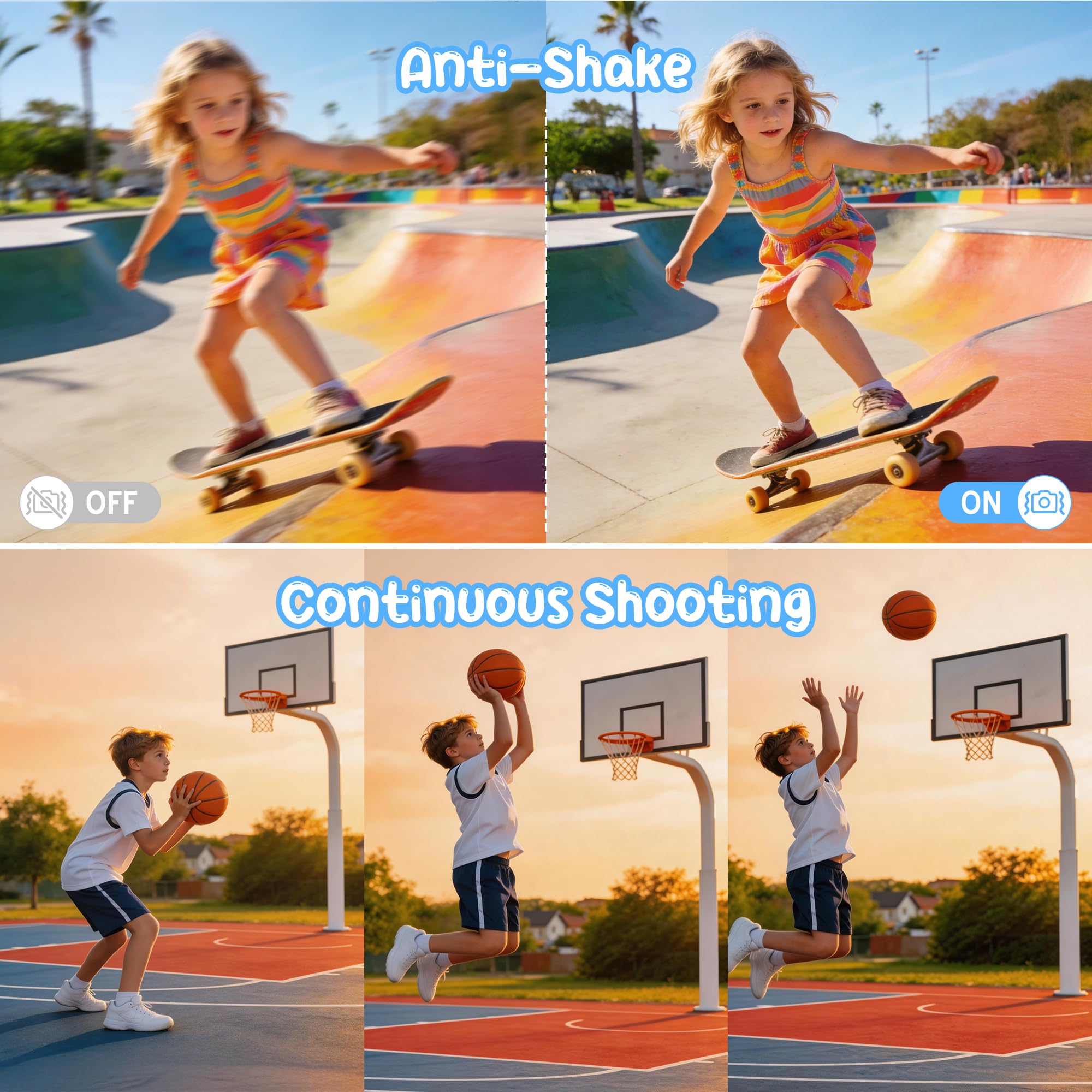 Fotocamera Digitale 1080P 44MP Macchina Fotografica Vlogging per Bambini Ragazzi, FHD Compatta Portatile con Schermo da 2,4" Zoom 16X, Mini Fotocamera Anti-Shake per Principianti Studenti-Nero - 5