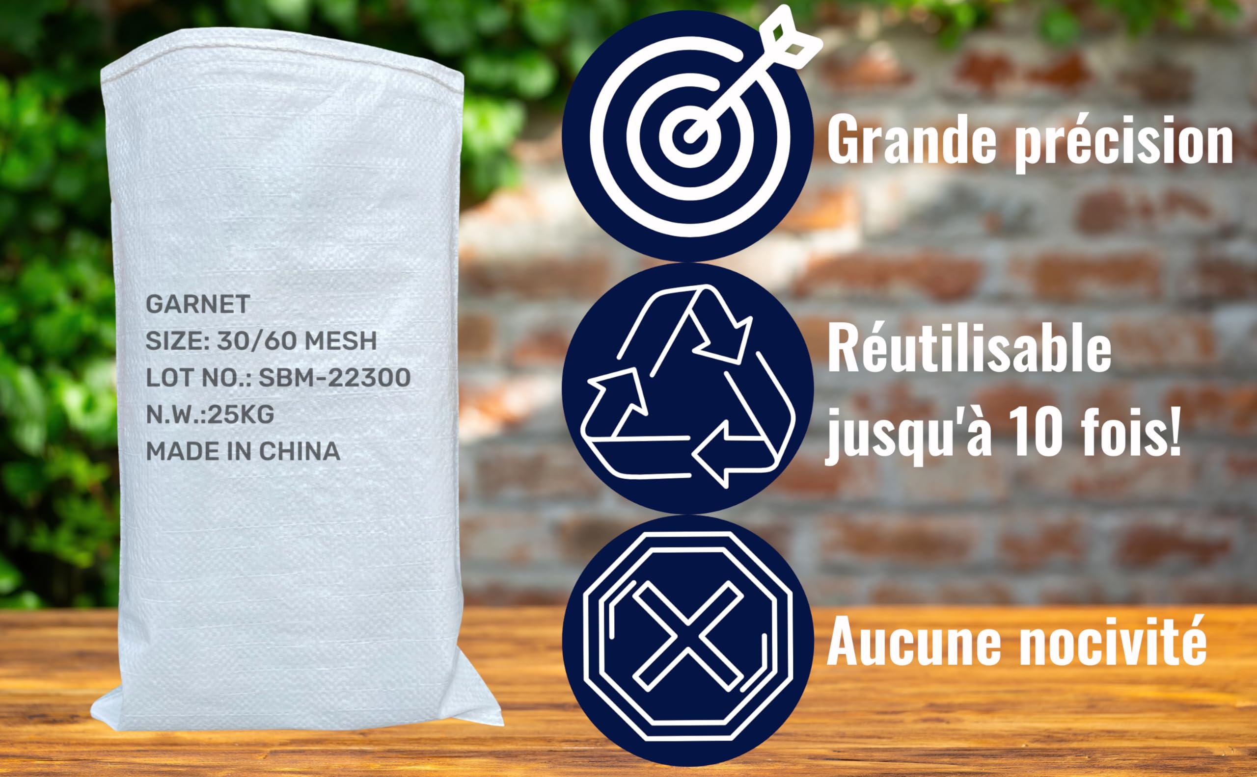 BPAC Abrasif Garnet 30/60 MESH 25 KG - Abrasif Sablage pour Machine à Sabler Mobile - Garnet Durable et Résistant Pour Sableuse Electriques - Recyclable - Sac de 25 KG