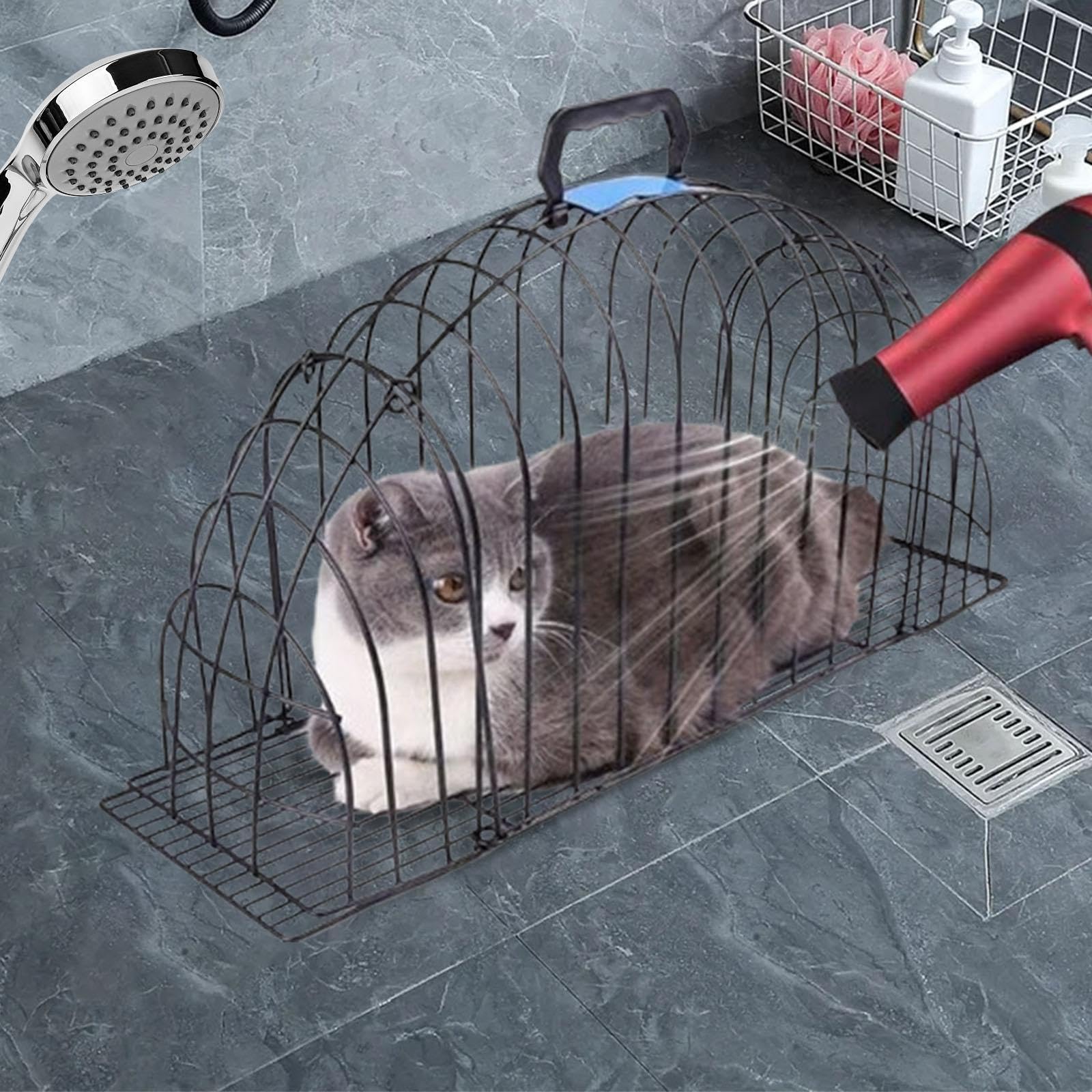 Boîte de Séchage pour Animaux, Cage de Séchage pour Chats, Séchage Facile et Portable, Cage de Bain de pour Chiens et Chats, Sèche-Poils pour A, Je