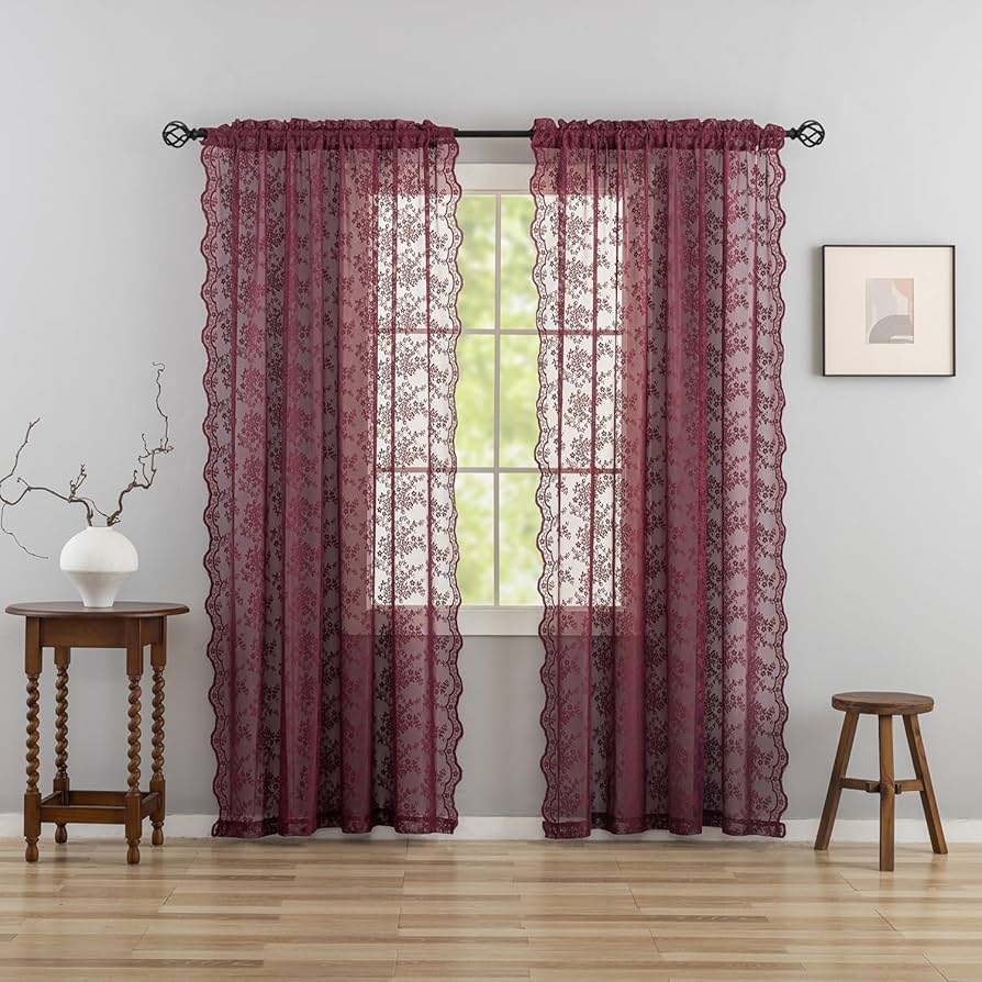 Amazon.com: Burgundy Curtains 84 inches Long Vintage Elegant