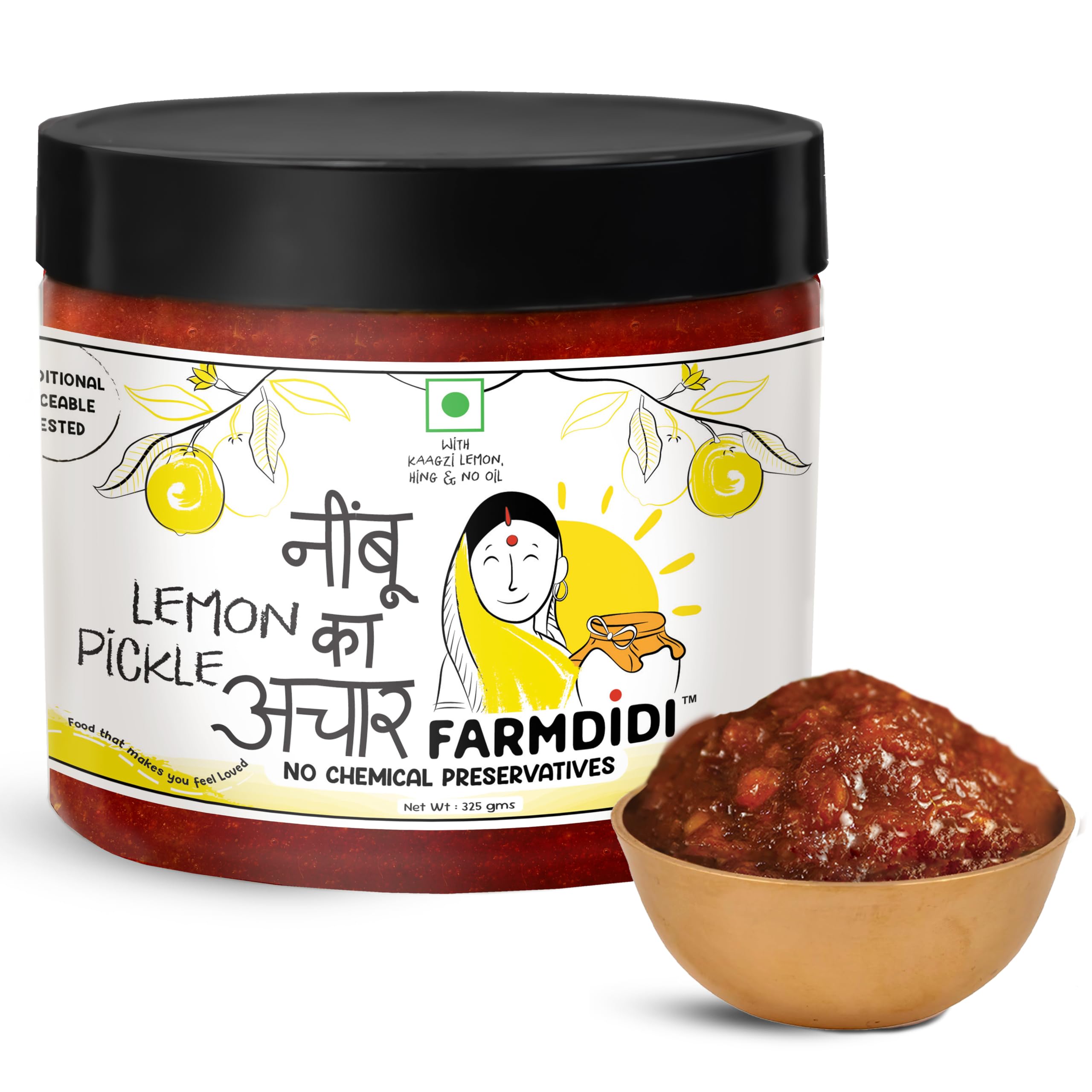 FarmDidi Khatta Meetha Crushed Lemon Pickle 325G|Homemade Nimbu Achar With No Onion Or Garlic|Traditional Indian Home Made Oil Free Nimbu Ka Aachar With Grandma's Taste|Lemon Chunda Sweet Pickle-image-18