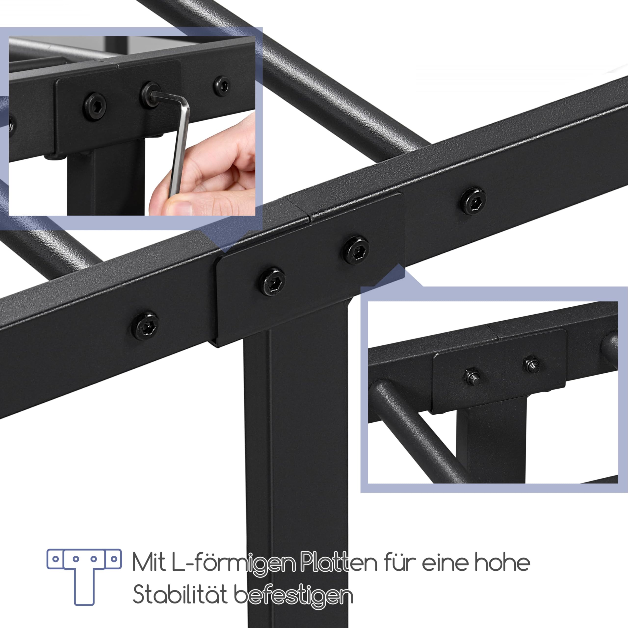 Yaheetech Bettrahmen 160 x 200 cm, Vintage Metallbett mit kronenförmigem Kopfteil, Stabiles Bettgestell Doppelbett aus Metall, Robust & Leichte Montage Gästebett Jugendbett Tagesbett, Schwarz