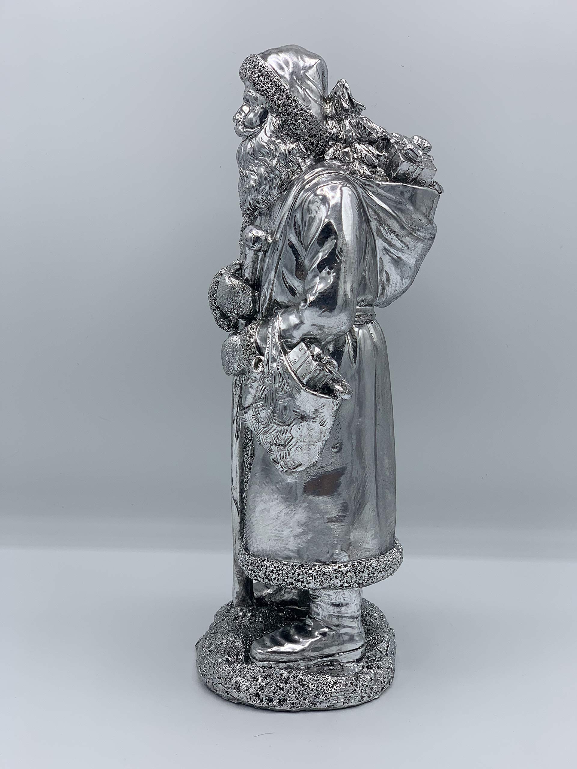 Weihnachtsmann mit Stock (Silber, 29,5 cm
