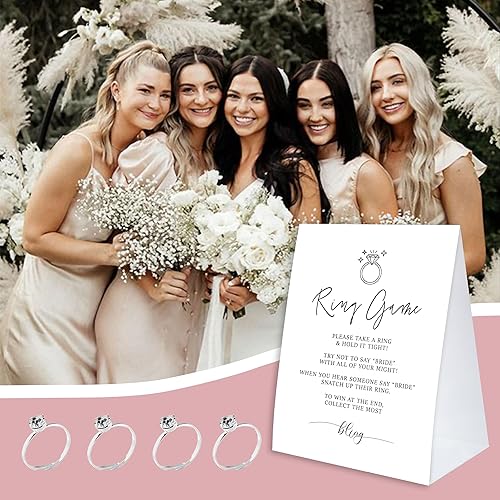 Miniatura 9 de Juego de anillos florales para despedida de soltera, juego de despedida de soltera con 50 anillos falsos, decoraciones de despedida de soltera,