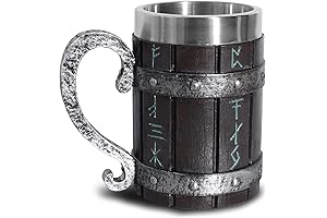 The Viking's Chalice: Nordic Viking Mug, Oak Wooden Beer Stein for the Warriors of Valhalla