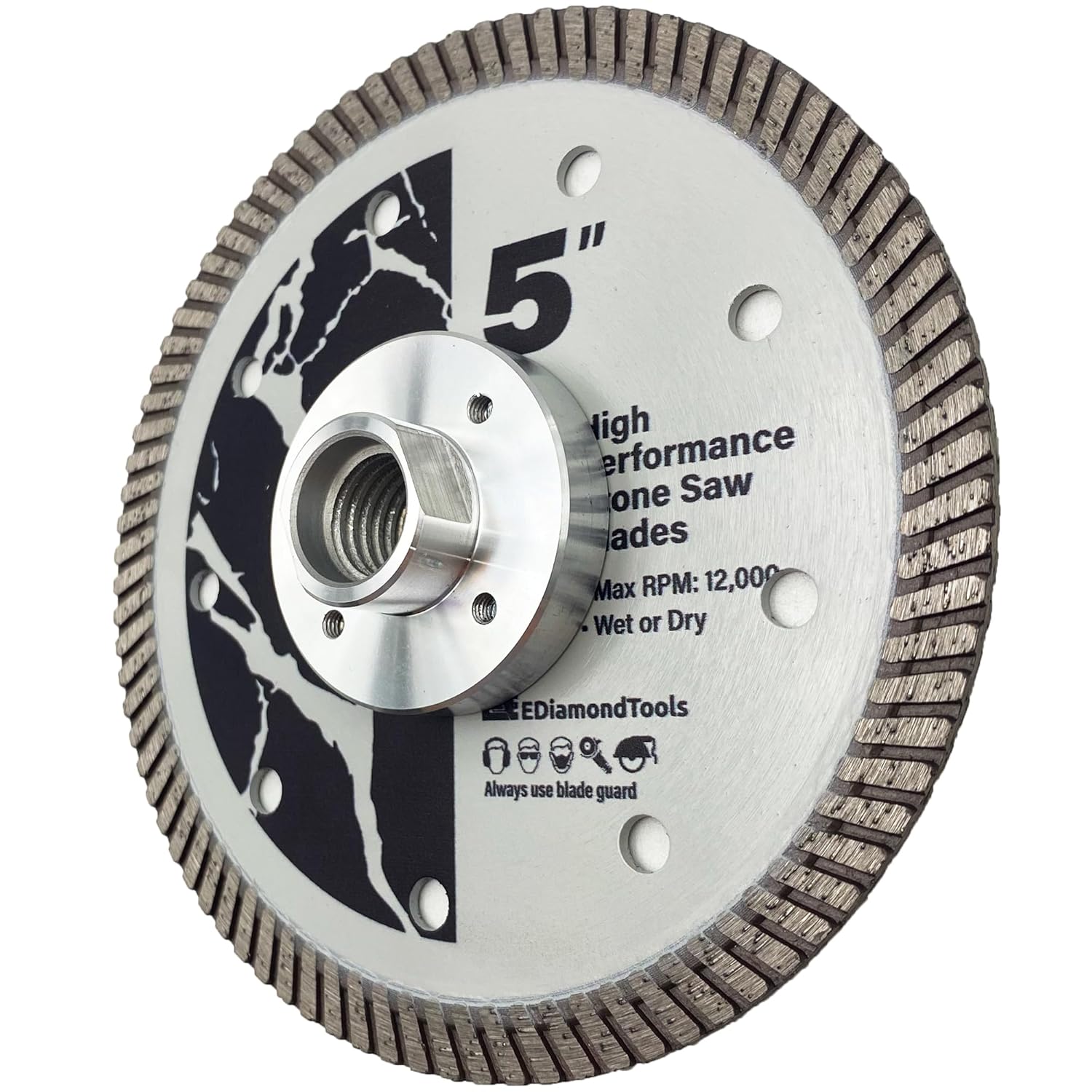 5" High Performance Diamond Saw Blades with Flush Cut for Granite, Quartz, and Other Engineered Stones, 5/8" Threaded Arbor, 3-Pack