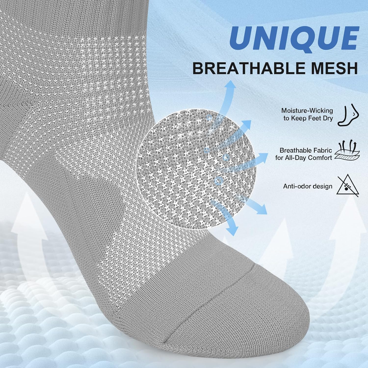 DHSO 7 Pairs Cushioned Ankle Compression Socks for Women Plantar Fasciitis Running Wicking Socks with Arch Support - Image 4