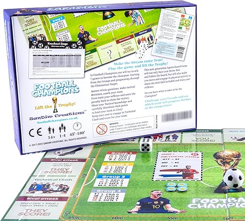 Miniatura 3 de Football Champions Sports Board Game - Juegos de mesa familiares para niños y adultos - Juego de mesa de estrategia de fútbol - Juego de trivia