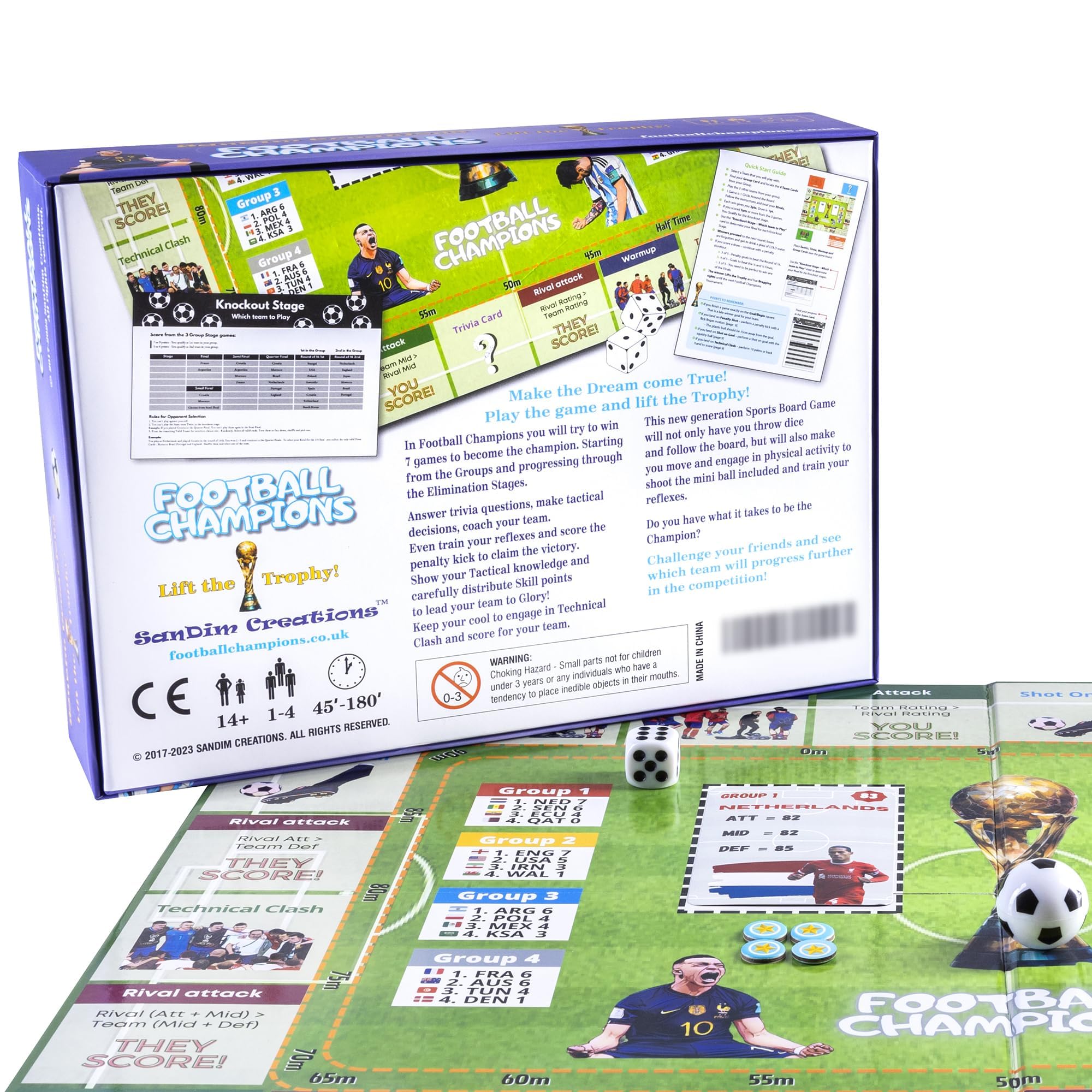 Football Champions Gioco da tavolo - Giochi da tavolo per famiglie per bambini e adulti - Gioco da tavolo strategico di calcio - Gioco a quiz sportivi 1-4 giocatori - Edizione Cup