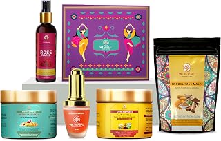 We Herbal’s Face Care Combo for Dry & Dull Skin | Kumkumadi Oil, Ubtan Face Wash, Rose Water, Sun Shield & Herbal Mask | A... Price In India