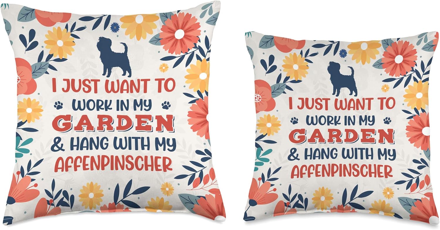 Affenpinscher Mom Garden Plant Gardener Dog Gift Throw Pillow