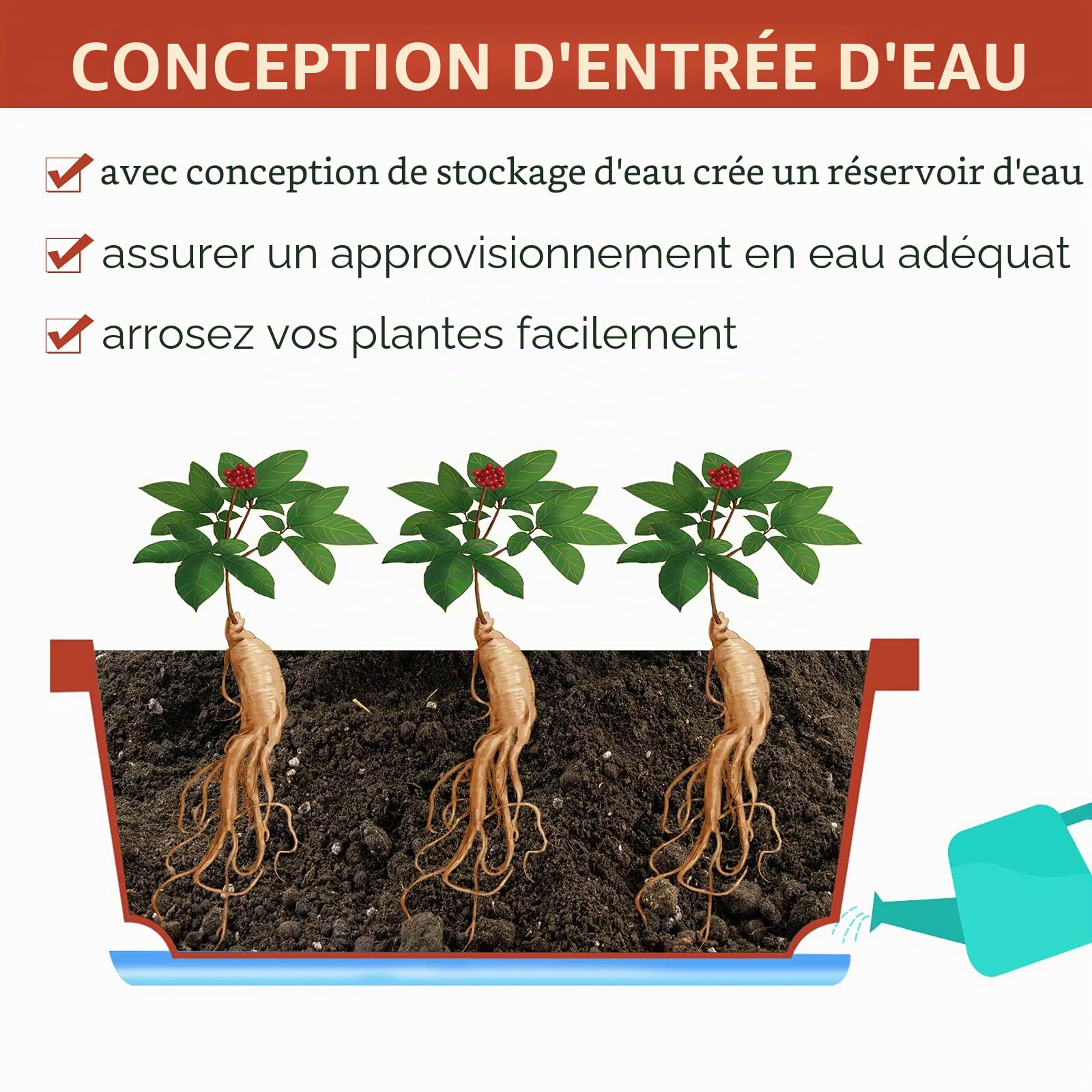 CHUKEMAOYI Lot de 7 Pots de Fleurs rectangulaires en Plastique avec soucoupes pour intérieur et extérieur, Jardin, terrasse, décoration d'intérieur - 43,2 cm