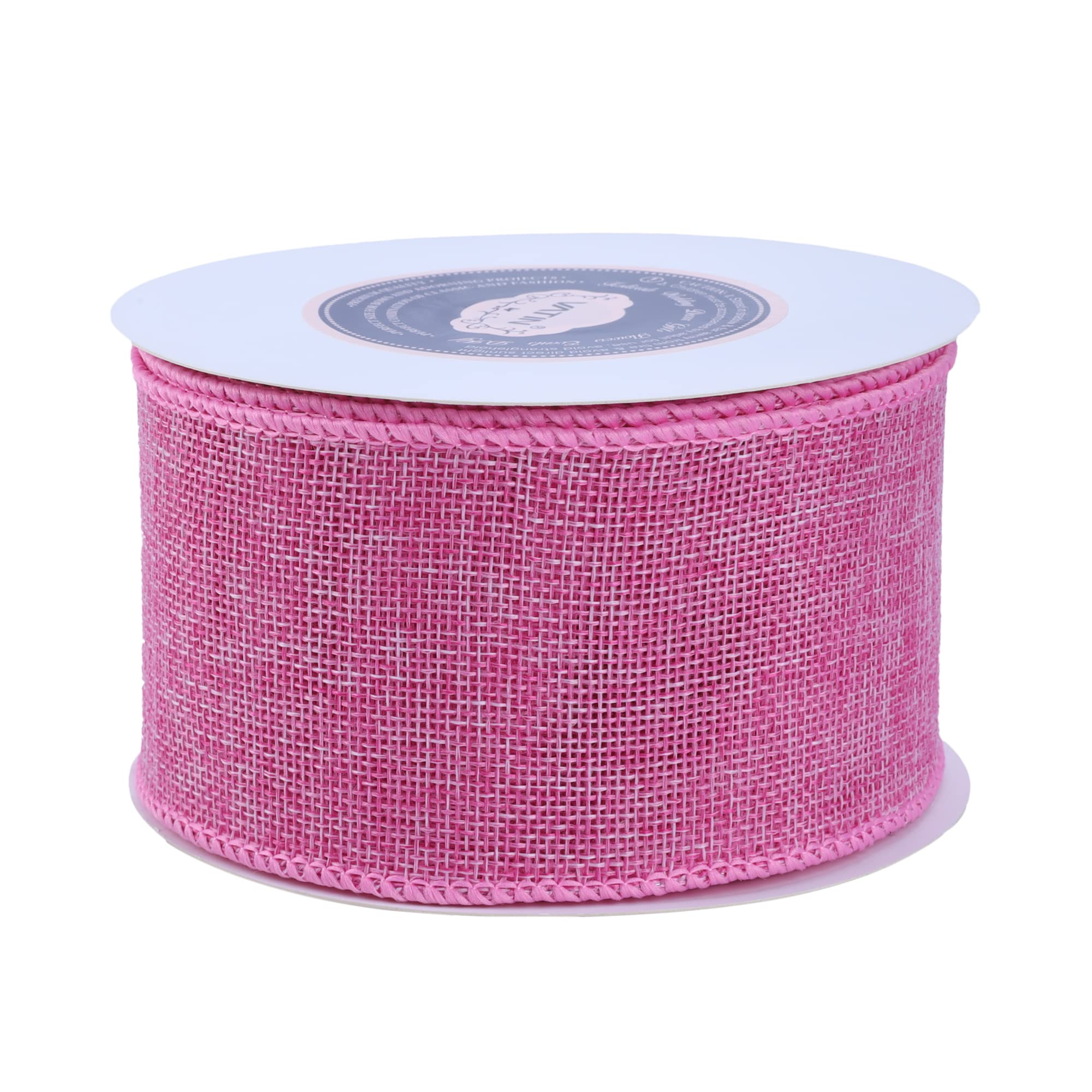 VATIN Valentine's Day Pink Burlap Wired Ribbon 65mm X 9m Easter Fabric Craft Ribbon for Party Decorations,Big Bow,DIY Wreath Craft,Tree Decoration,Outdoor Decoration - Image 3
