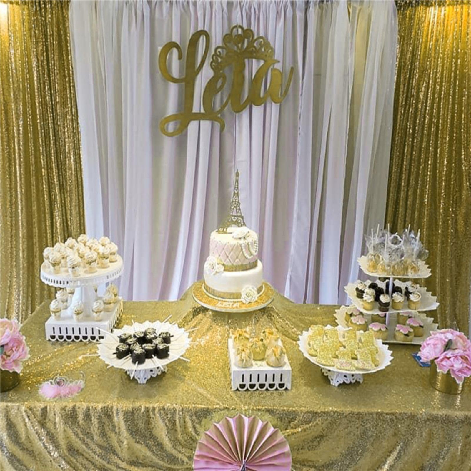 Rideaux à paillettes jaunes 122 x 215 cm pour accessoires de photographie, arche de mariage et décoration de fête prénuptiale