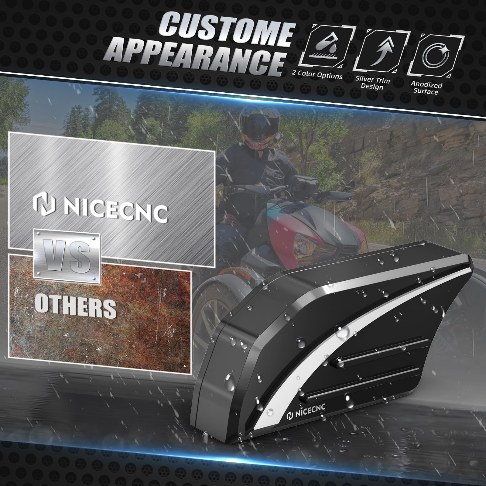 NICECNC Rallonge de pédale de Frein Noire pour MotoCompatibile with Can-Am Ryker 600 2019-2023, Ryker 600 Ace 2022-2023, Ryker 900 2019-2021 2023, Voir compatibilité, Aluminium 6061, anodisé, CNC