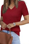 Arach&Cloz Laine Blend Chandails d'automne V Col Court Cable Knit Tops Business Casual Chemises Blouses pour femme