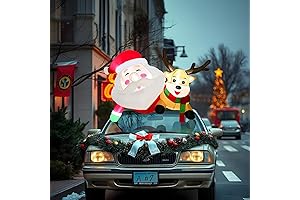 6FT Christmas Inflatable Outdoor Decoration, Funny Christmas Inflatables Santa Reindeer Car Decor