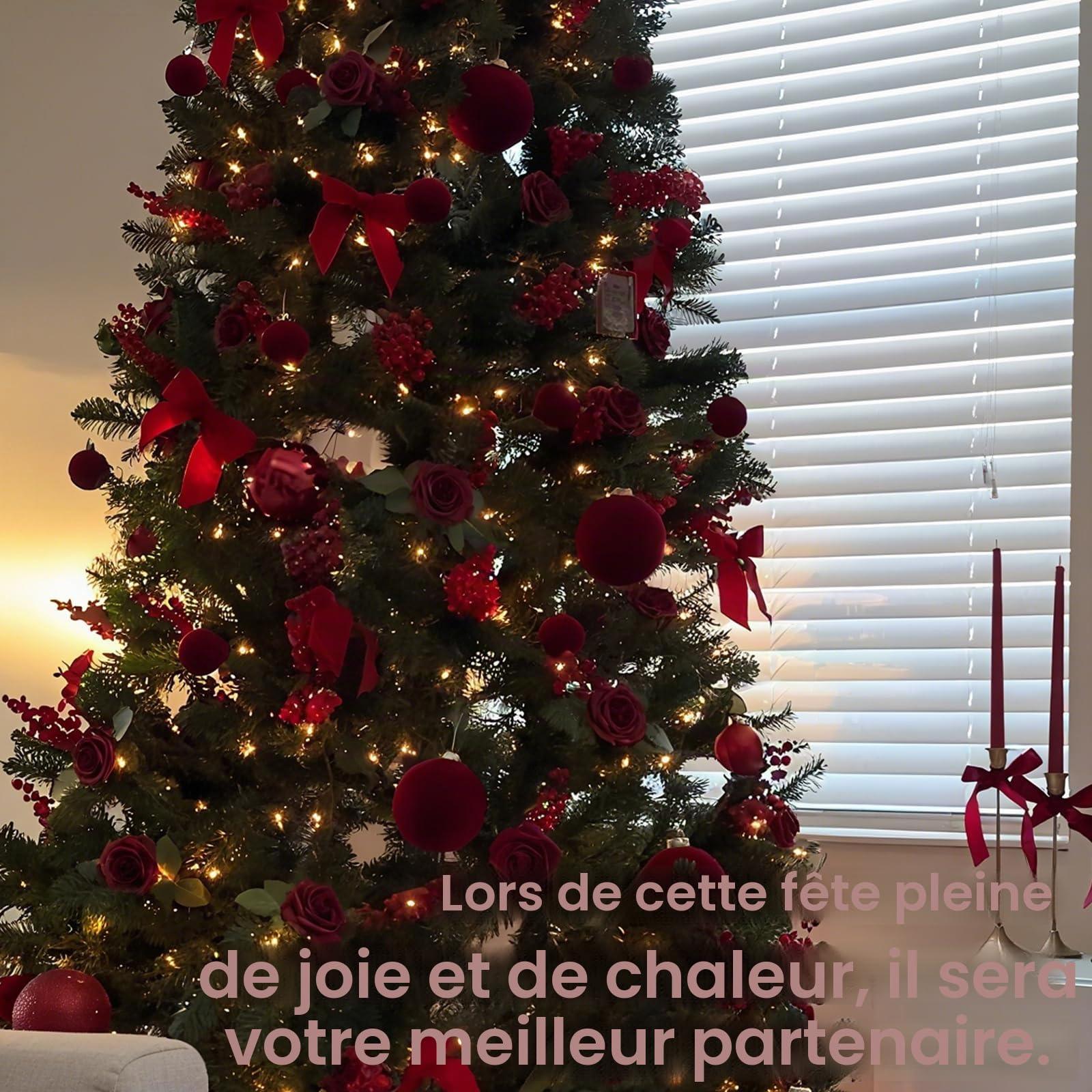 Lot de 35 boules de Noël en velours incassable floqué - Boules décoratives à suspendre pour sapin de Noël, fête, vacances, décoration