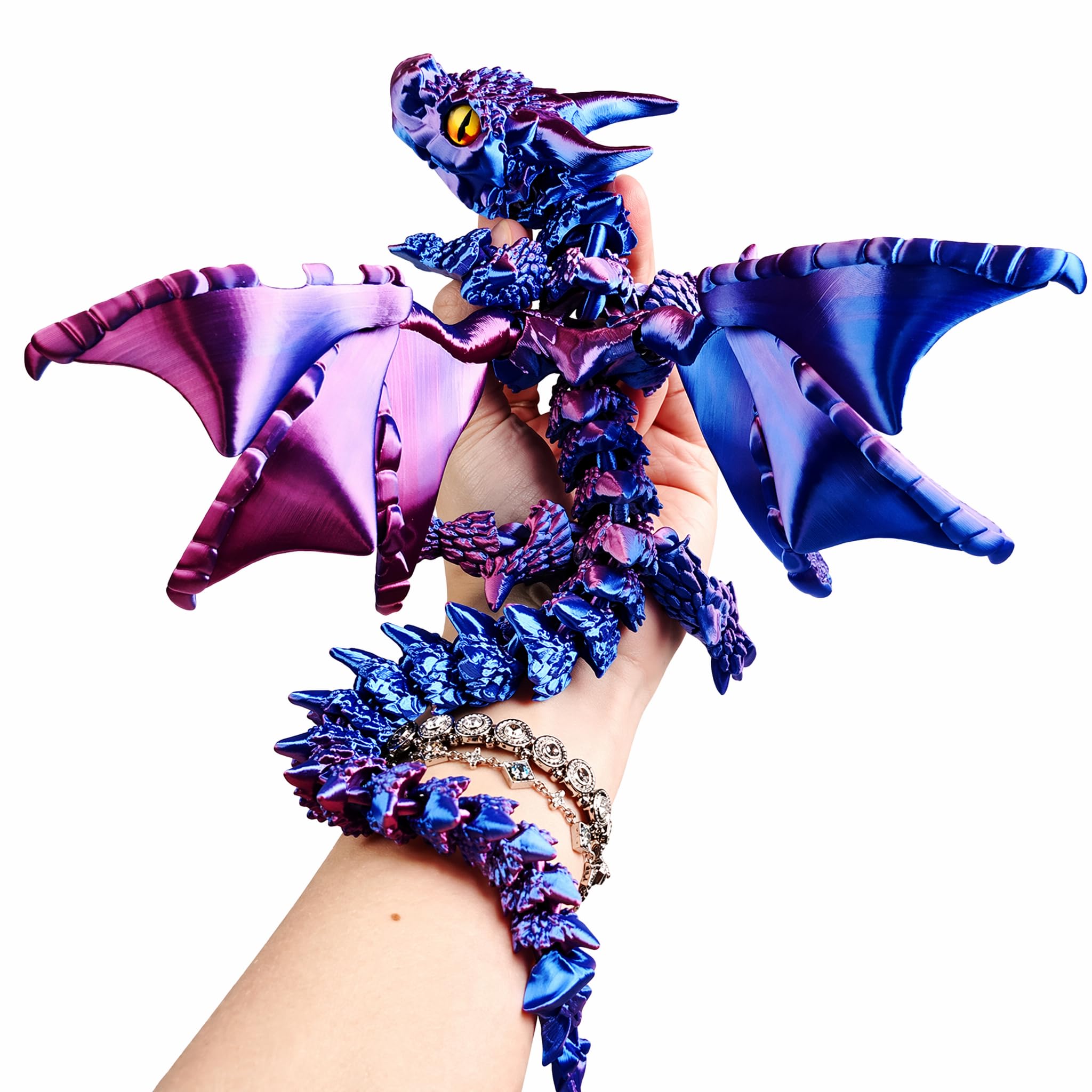 CavspkArt 3D Printed Dragon Toy with Movable Joints, Flexible Articulated Dragon Figure with Wings & Eyes, Home Desk Decor & Fidget Toy for All Ages