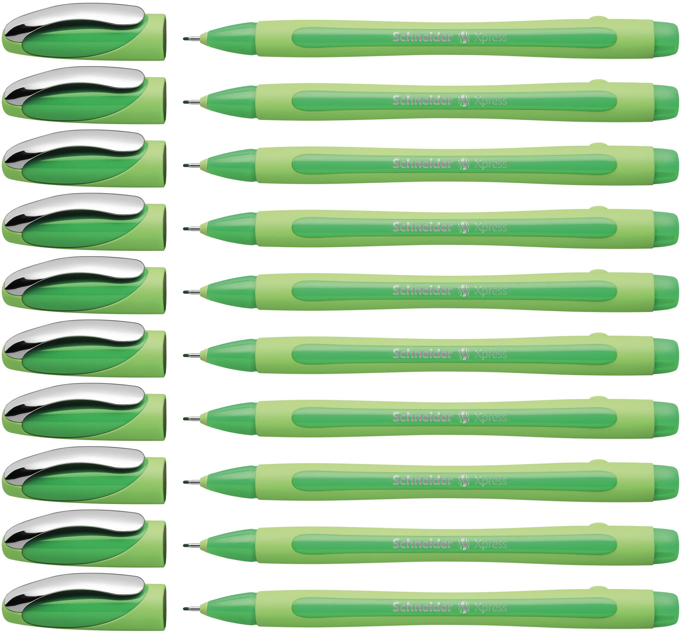 Schneider Xpress Fineliner (Strichstärke 0,8 mm, dokumentenecht) 10er Packung grün