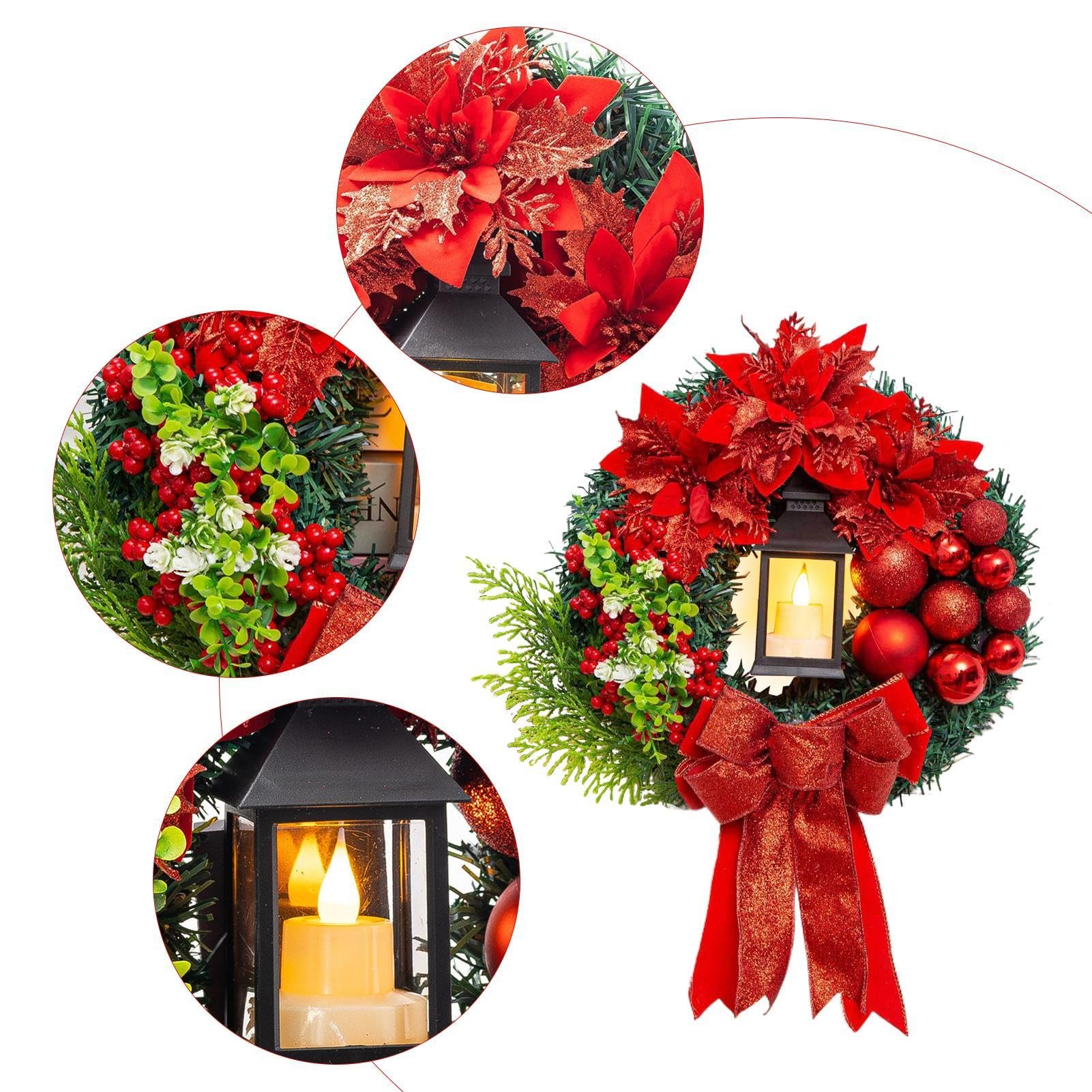 Amazon.co.jp: ライト付きクリスマスリース、ホリデーリース、リース