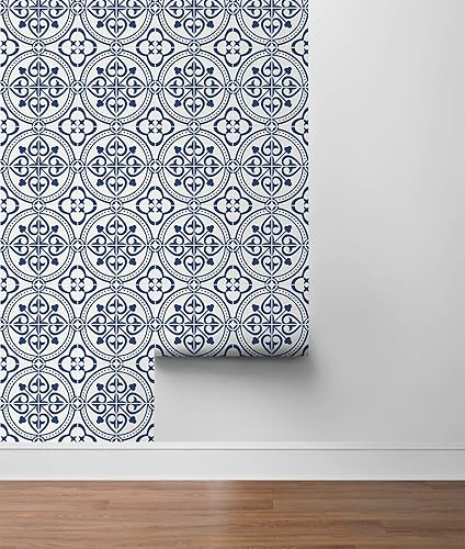 Miniatura 8 de Luxe Haven Villa Mar - Papel tapiz de imitación para despegar y pegar (azul Denim), azulejos Villa Mar