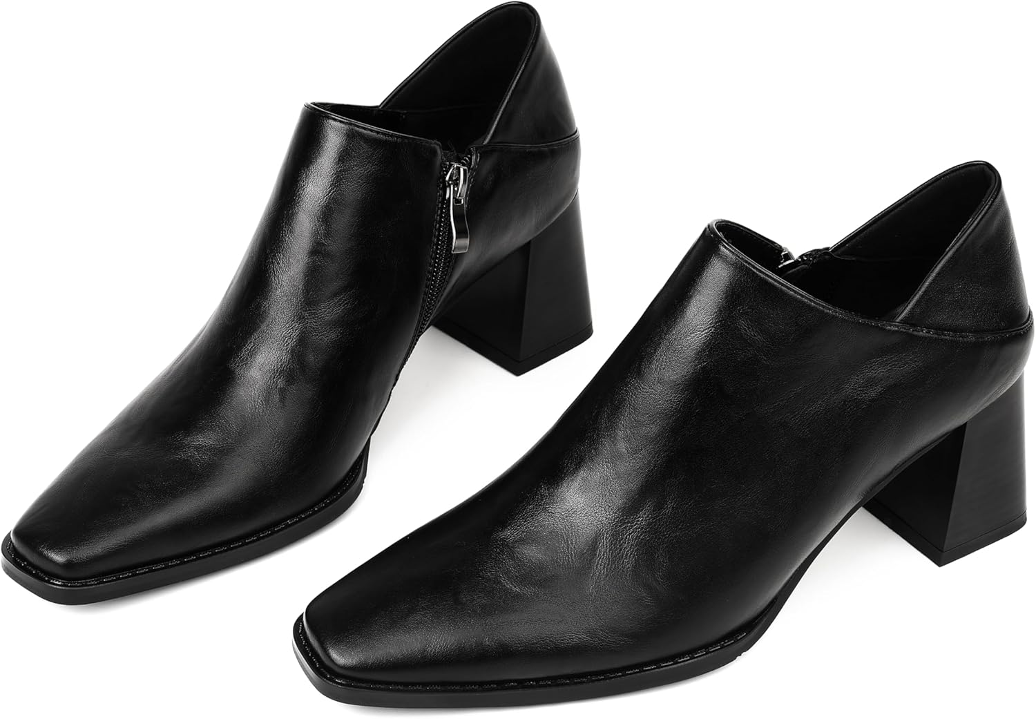 Womens Dress Shoes Chunky Heels Pumps Shoes Women Faux Leather Slippers Mules Comfortable Casual Black Dress Shoes for Women - Image 7