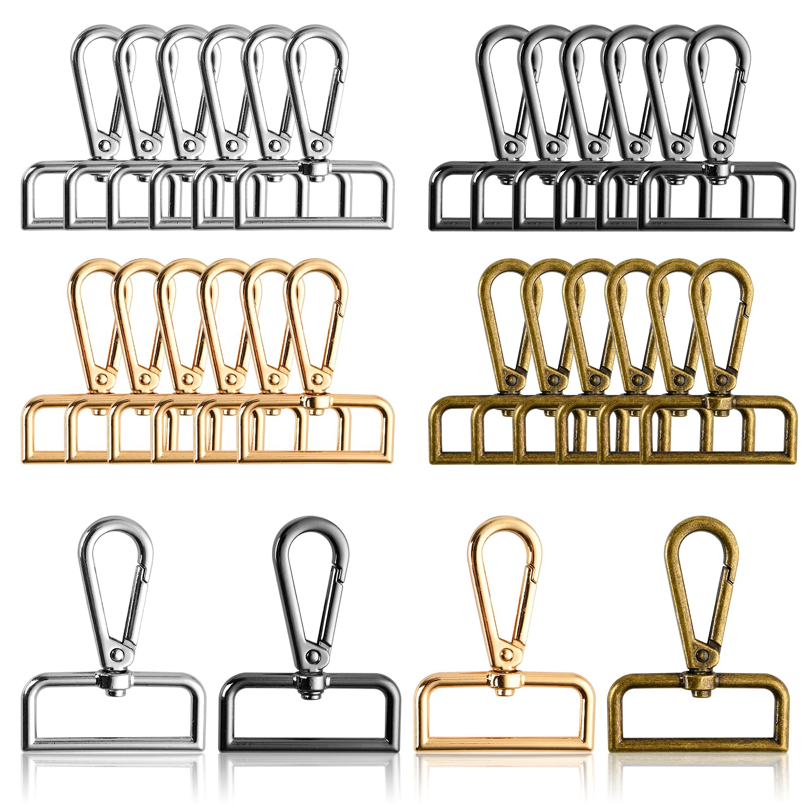 Aemygo 1-1/2 Inch D Ring Swivel Lobster Claw Clasps, 28 Pcs Lobster Claw Swivel Clasps Metal Lobster Lanyard Clasp Keychain Clips Hook for DIY Crafts