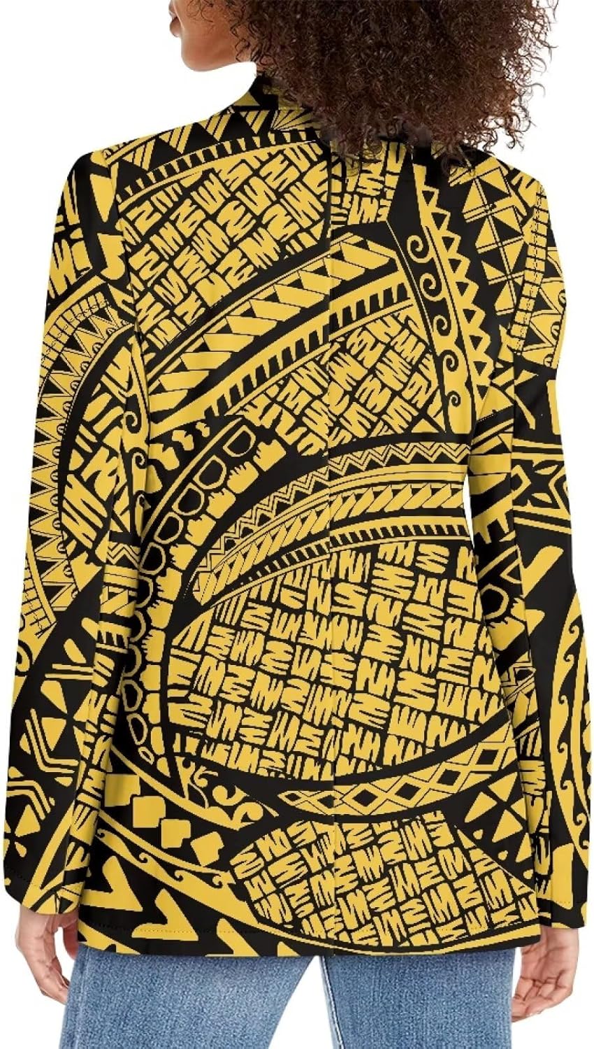 Polynesian Style Prints Blazers for Women Polynesian Tropical Leaf Summer Dresses 2024 Long Sleeve Womens Blazer