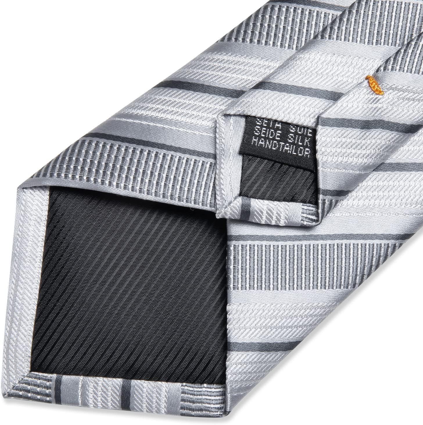 DiBanGu Mens Striped Tie Silk Woven Necktie and Pocket Square Cufflinks Tie Clip Set Wedding Business Formal Gift Tie for Men - Image 7