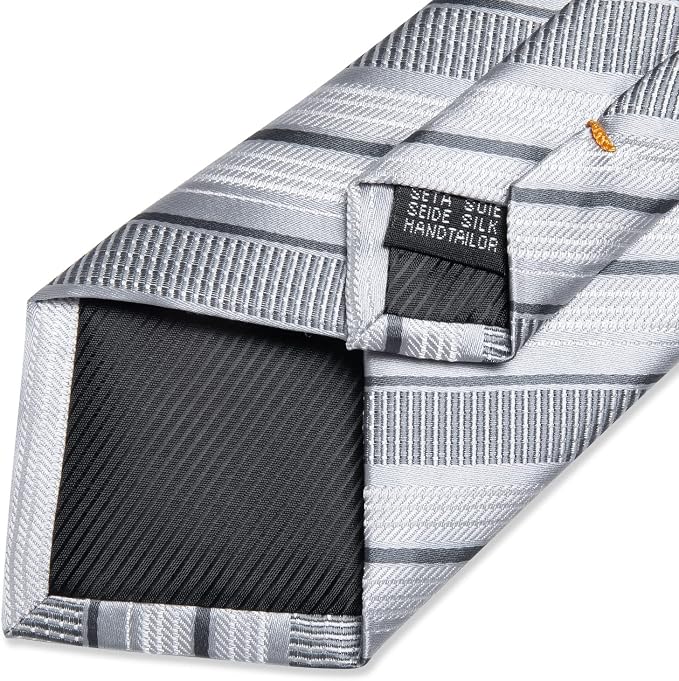 Set de corbata rayada para hombre DiBanGu en seda miniatura 7