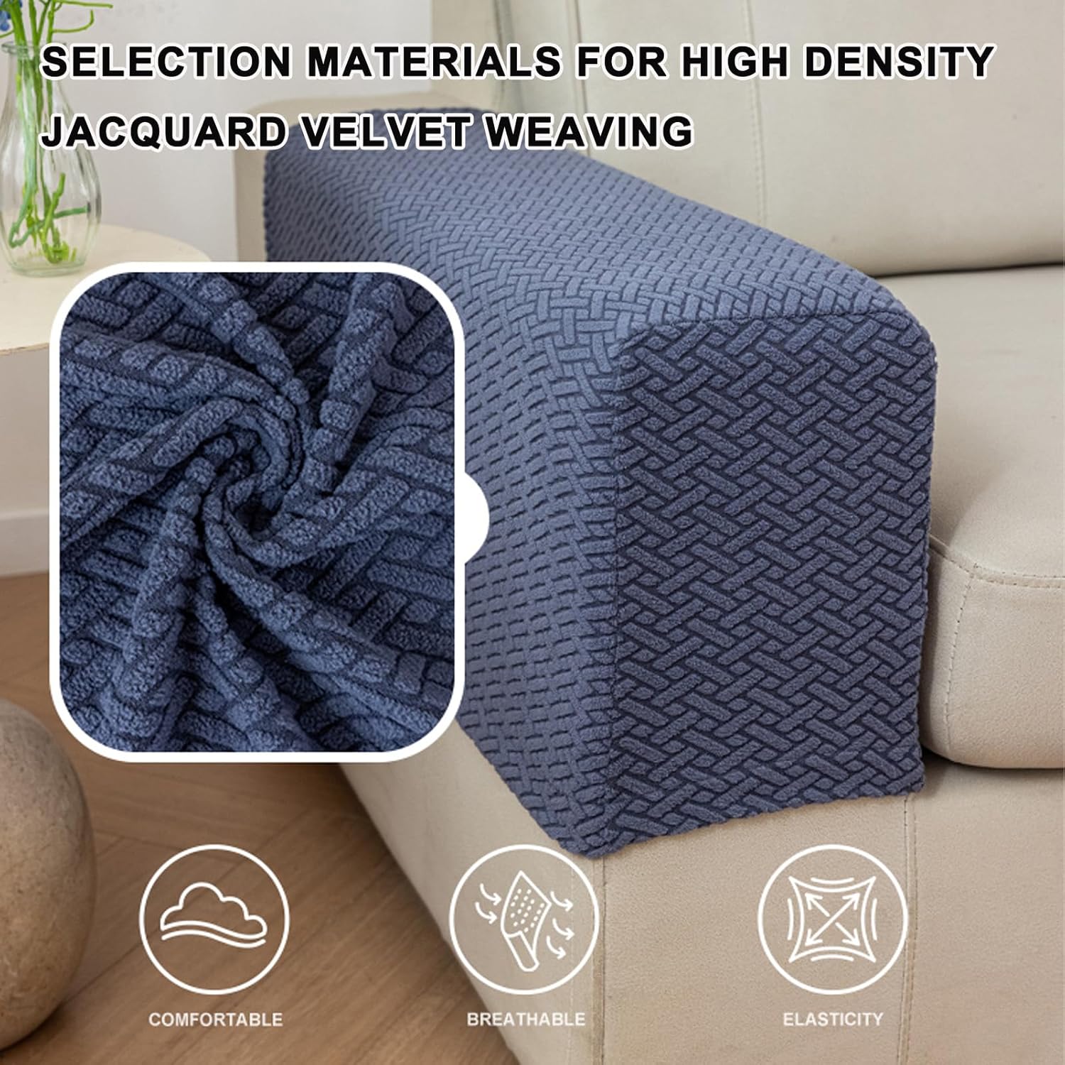 Couch Arm Covers,Sofa Arm Covers Set of 2 Polyester Stretch Anti-Slip Furniture Protector Washable Armchair Slipcovers (Green,Large (Set of 2))