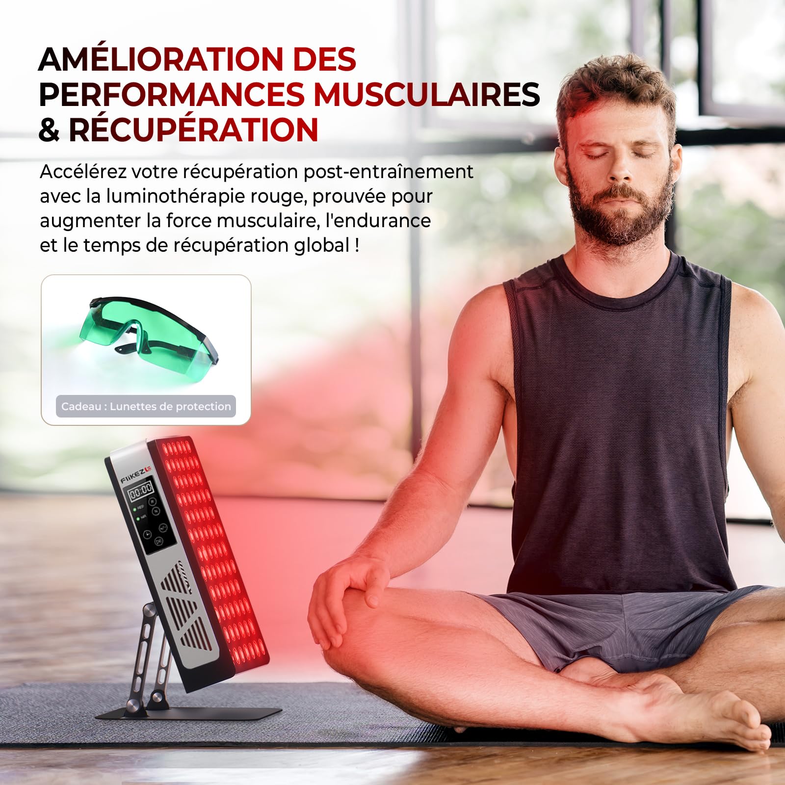 FliKEZE Thérapie par lumière rouge, 78 LED à double puce, 660 nm et 850 nm, lampe infrarouge proche infrarouge