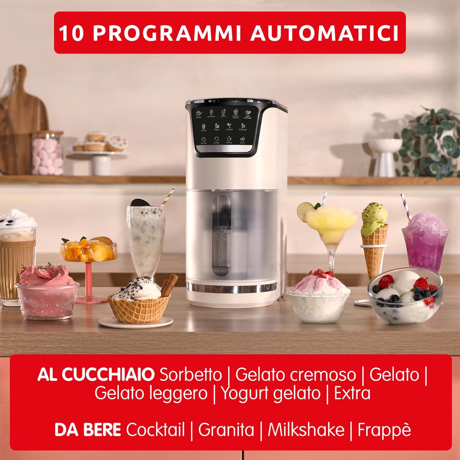 Moulinex Dolci Ice Cream Maker 10 automatic programs