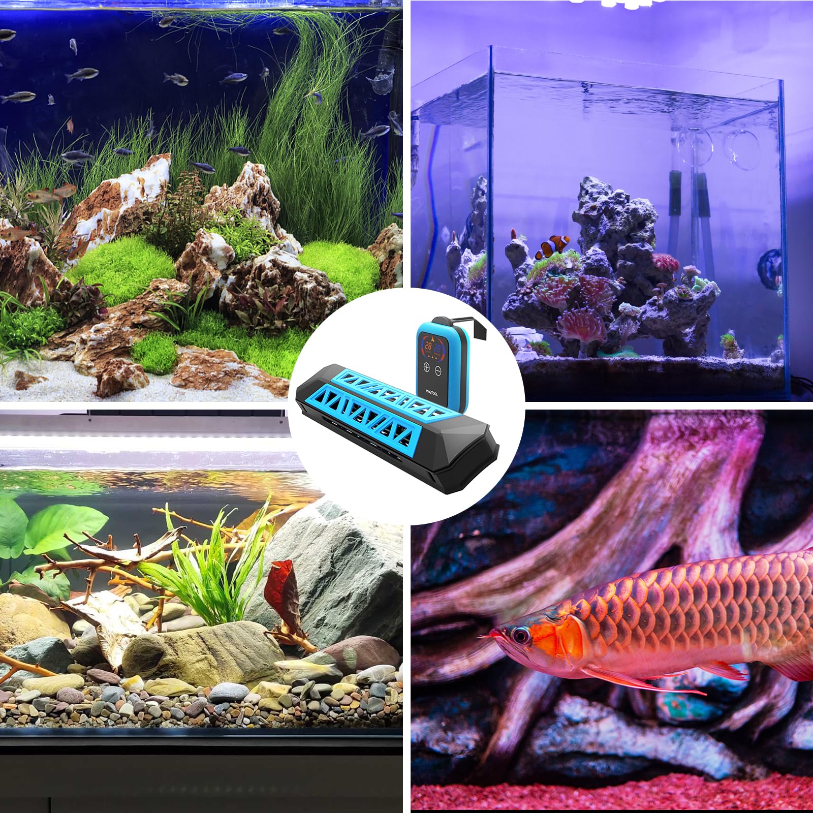 MagTool Riscaldatore Acquario da 100-1500 W, Aommergibile con Protezione da Temperatura Eccessiva e Spegnimento Automatico. Riscaldatore per Pesci con Controllore Digitale per Acqua Dolce e Salata