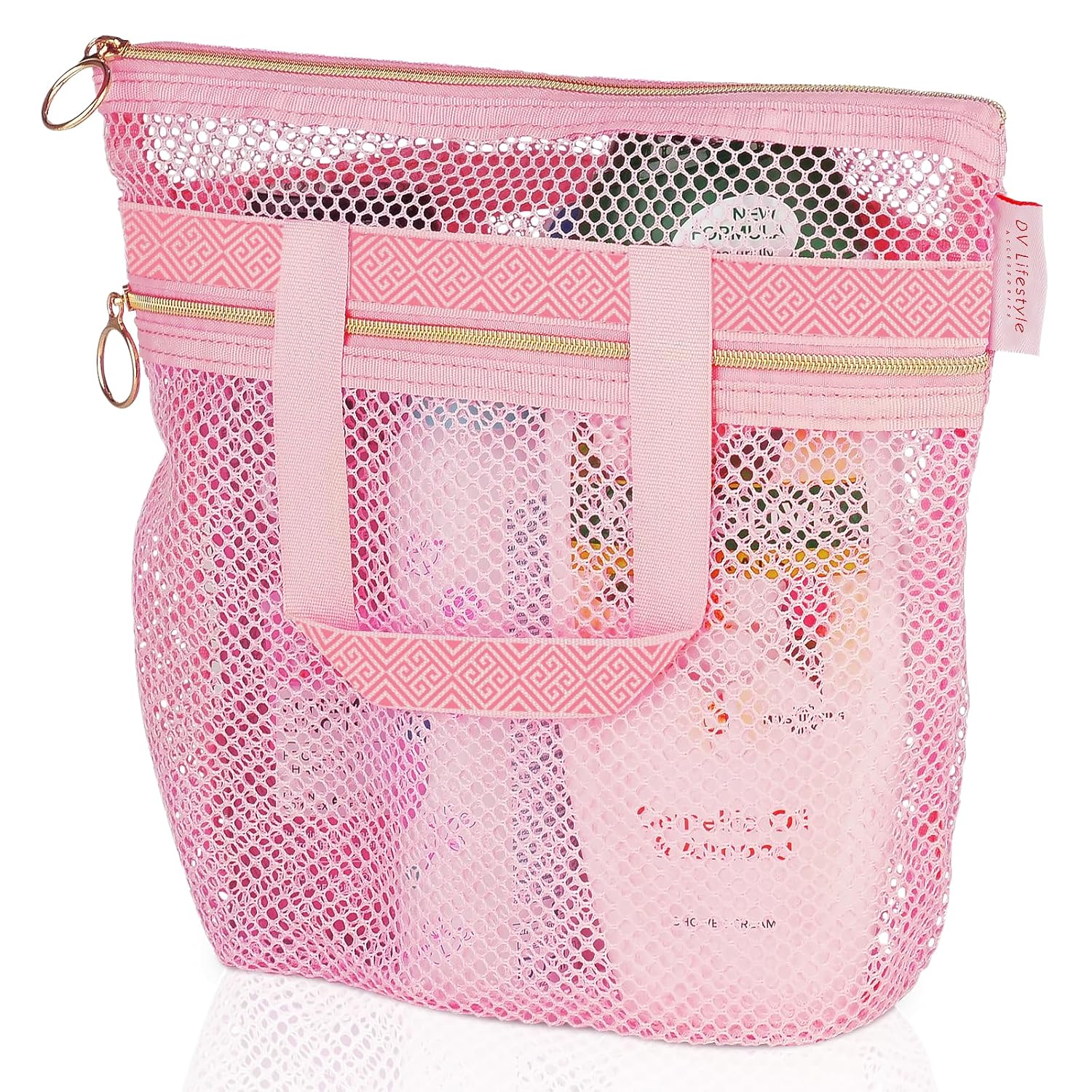 RSRSLEII Boho Small Clear PVC Waterproof Makeup Bag with handle, Transparent Zipper Cosmetic Bag for Travel, Beach Bag for Sun screen Skincare (02 Beige-1)