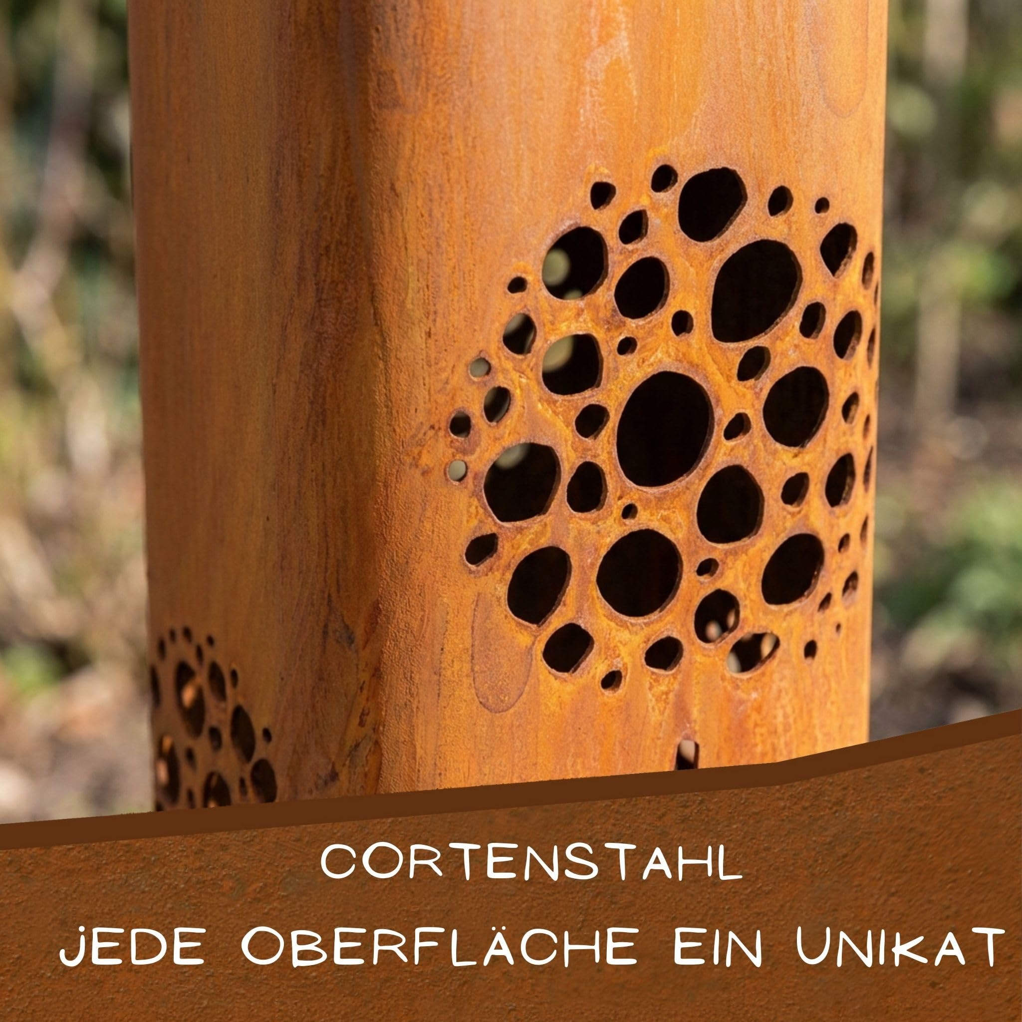 Rostikal Cortenstahl Gartensäule Pusteblume 80 cm Edelrost Gartendeko Rost | Rostsäule, Blumensäule und Dekosäule - Rostdeko Gartenskulptur, witterungsbeständig für draußen