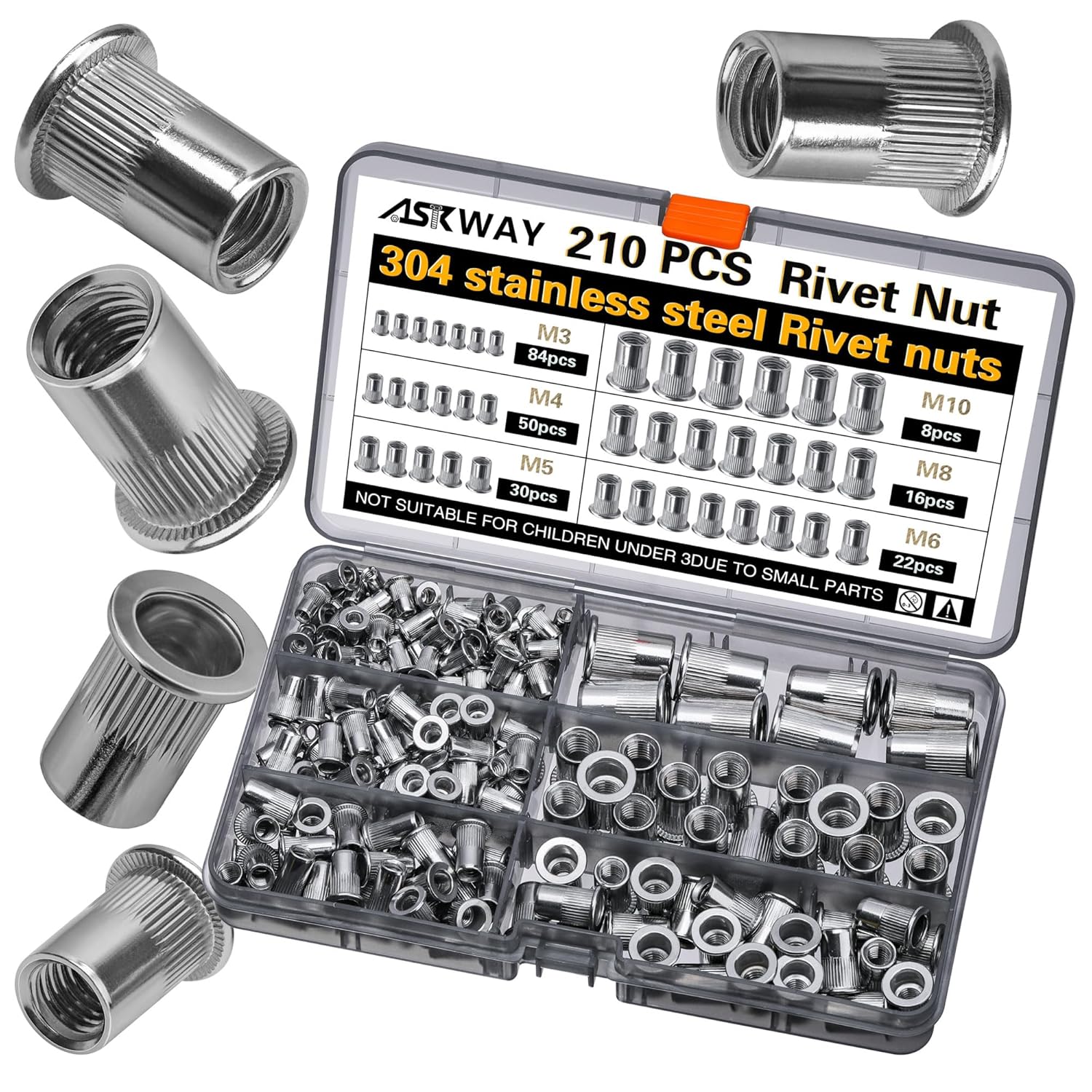 Rivet Nut Tool Kit, 660PCS Metric Rivet Nut Combination (M6/M5/M4/M3), Suitable for Furniture, Decoration, Automotive, Marine and Industrial Applications