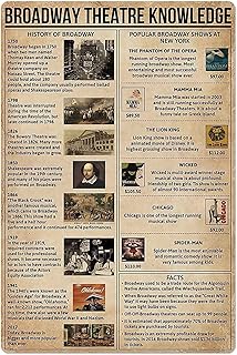 Broadway Theatre Knowledge Metal Tin Sign History Of Broadway Funny Print Poster Cafe Dining Room Living Room Bathroom Kitchen Home Art Wall Decor Plaque Gift For Women Men 8x5.5 Inch