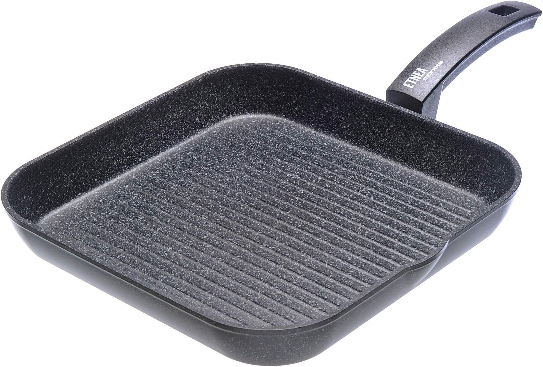 MonetaEtnea Griddle Pan, Aluminium Stone Surface Non-Stick and Anti-Scratch Coating, Dishwasher Safe, 28x28 cm