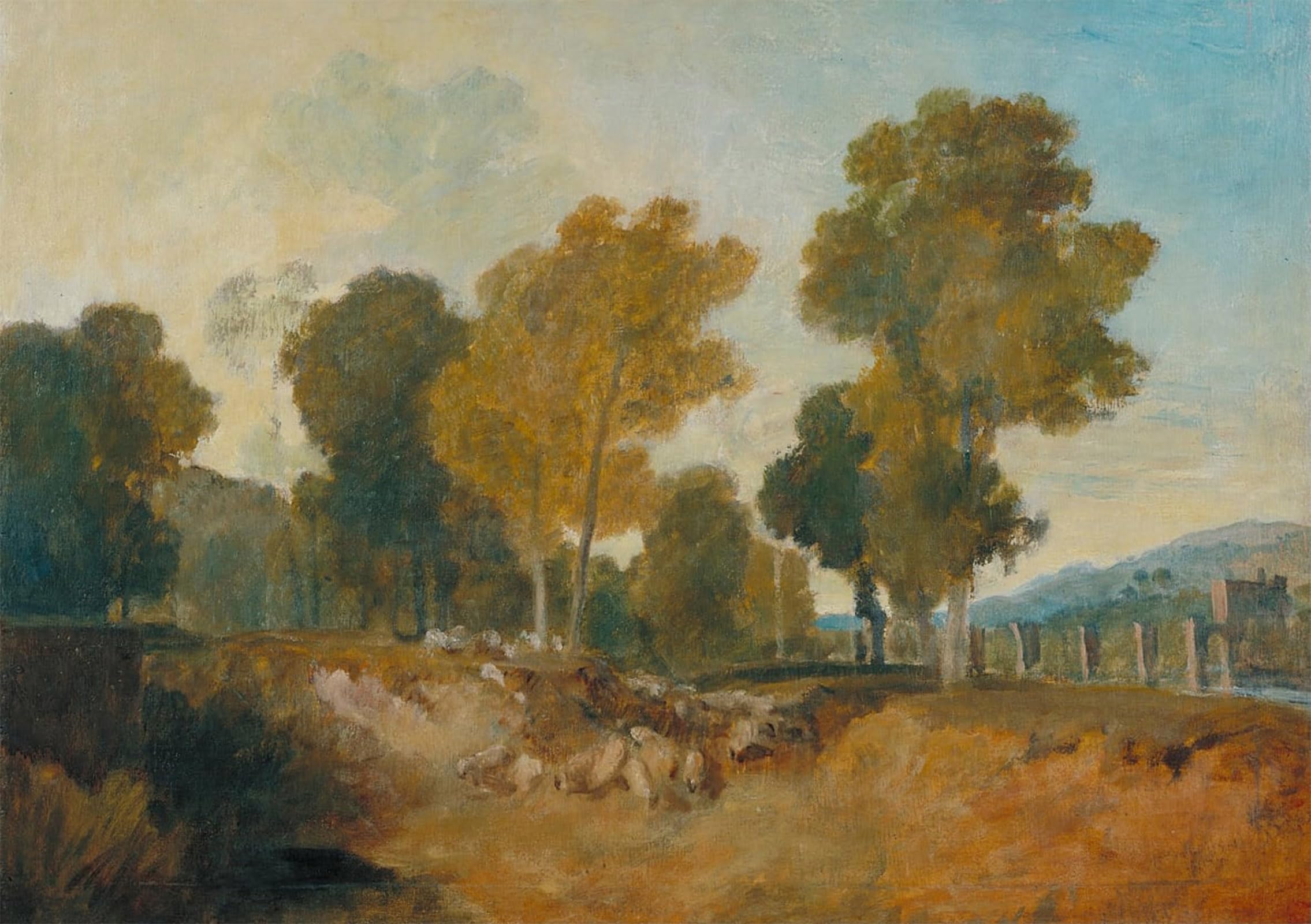 Serendipitp No Frame Vintage Picture Print On Canvas Wall Art Poster Trees Beside The River With Bridge In The Middle Distance By Mallord William Turner Artwork Print Poster For Wall Decor 60X90cm