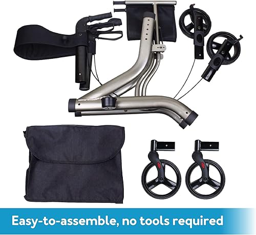 Miniatura 13 de Carex Crosstour - Andador con ruedas con asiento, plegable, estilo europeo, andador de 4 ruedas para personas mayores, capacidad de 300 libras,