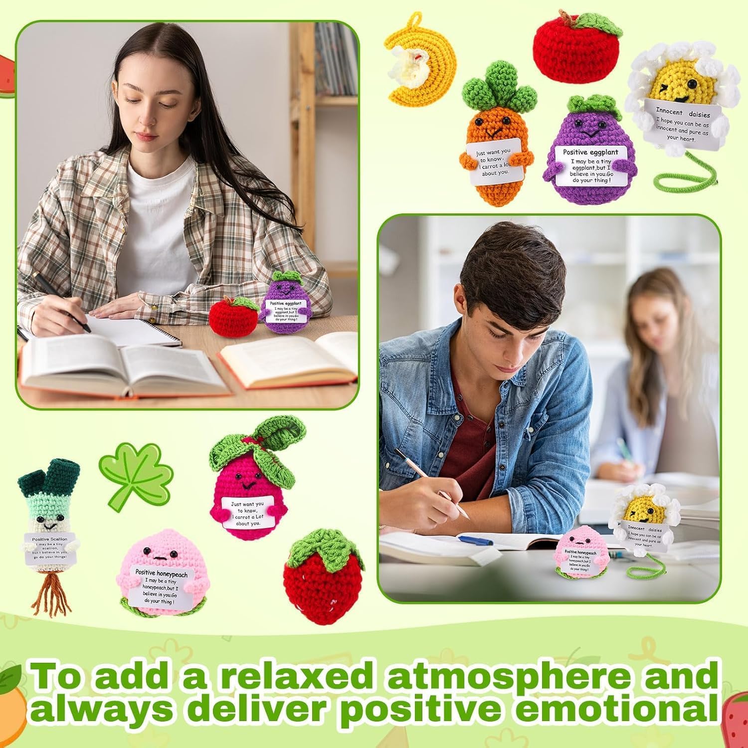 Poupée de soutien émotionnel faite à la main - Cadeau de soutien émotionnel amusant - Décoration de bureau amusante - Poupée au crochet mignonne - Cadeau inspirant pour les amis, les petits