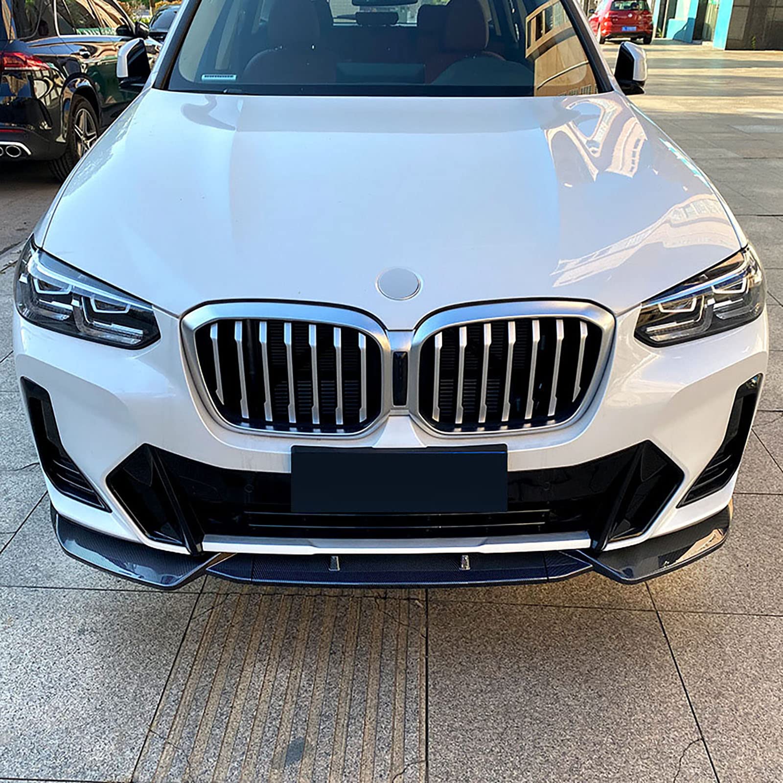 Car Front Shovel Lip Splitter Spoiler für BMW X3 G01 X4 G02 M Pack Late 2022+, Chin Bumper Diffusor Body Dekorativer Schutz Styling Zubehör,Carbon Fiber Look