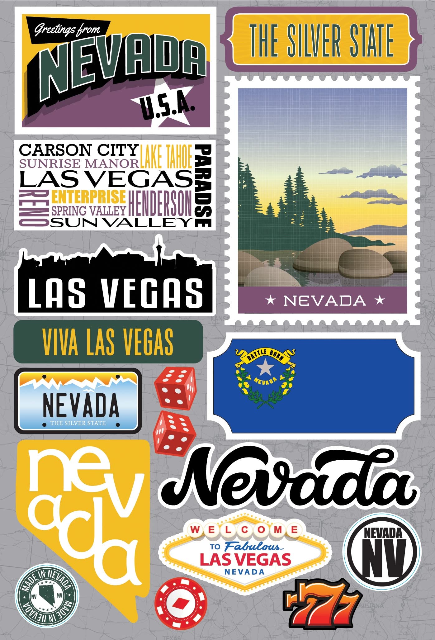 Reminisce Jet Setters 3.0 Nevada stickers 3D pour album photo de road trip