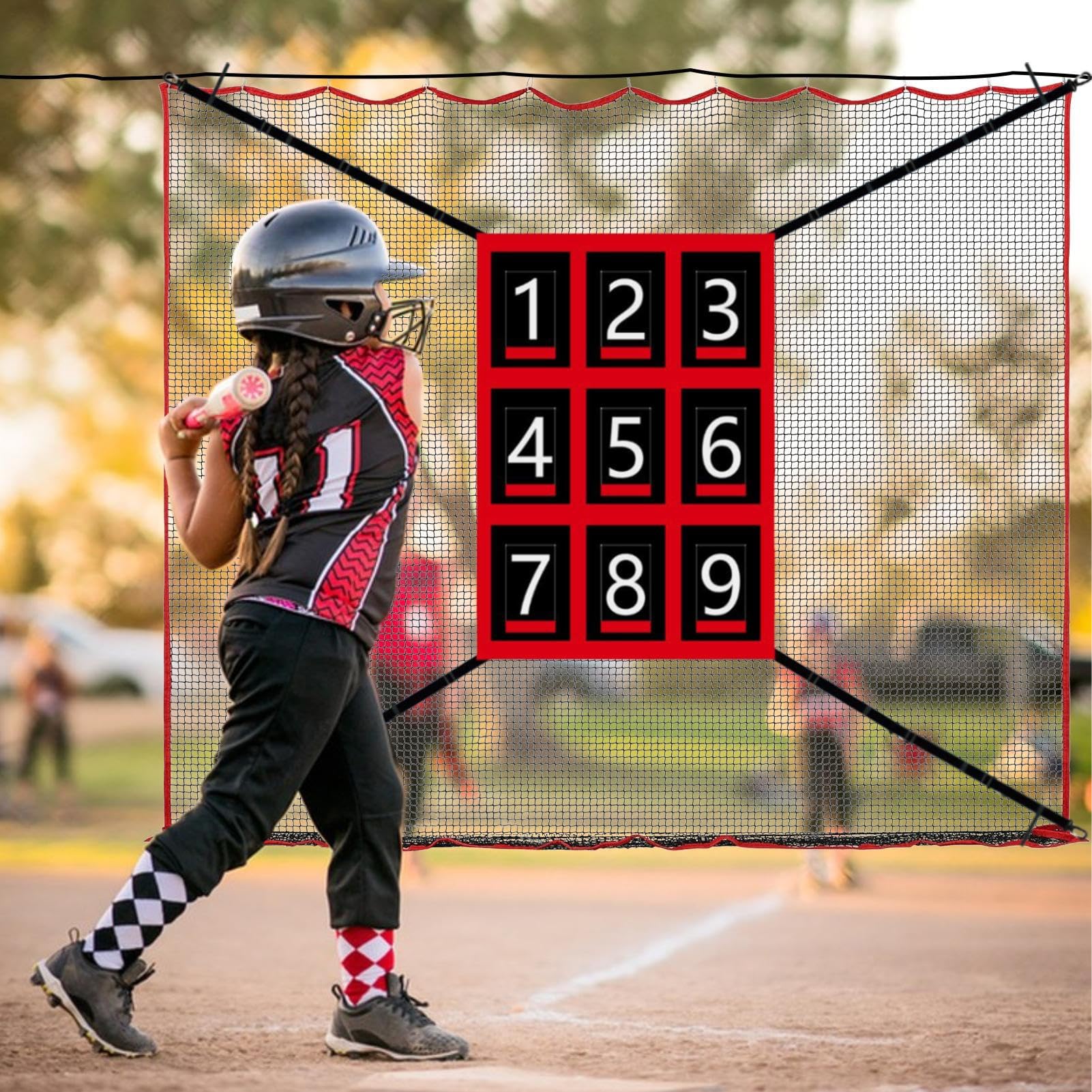 Rete da lancio con zona di colpo, bersaglio per allenamento rapido, 60 x 40 cm, design di costruzione e portabilità, per battuta da baseball e softball, per allenamento di precisione, archiviato