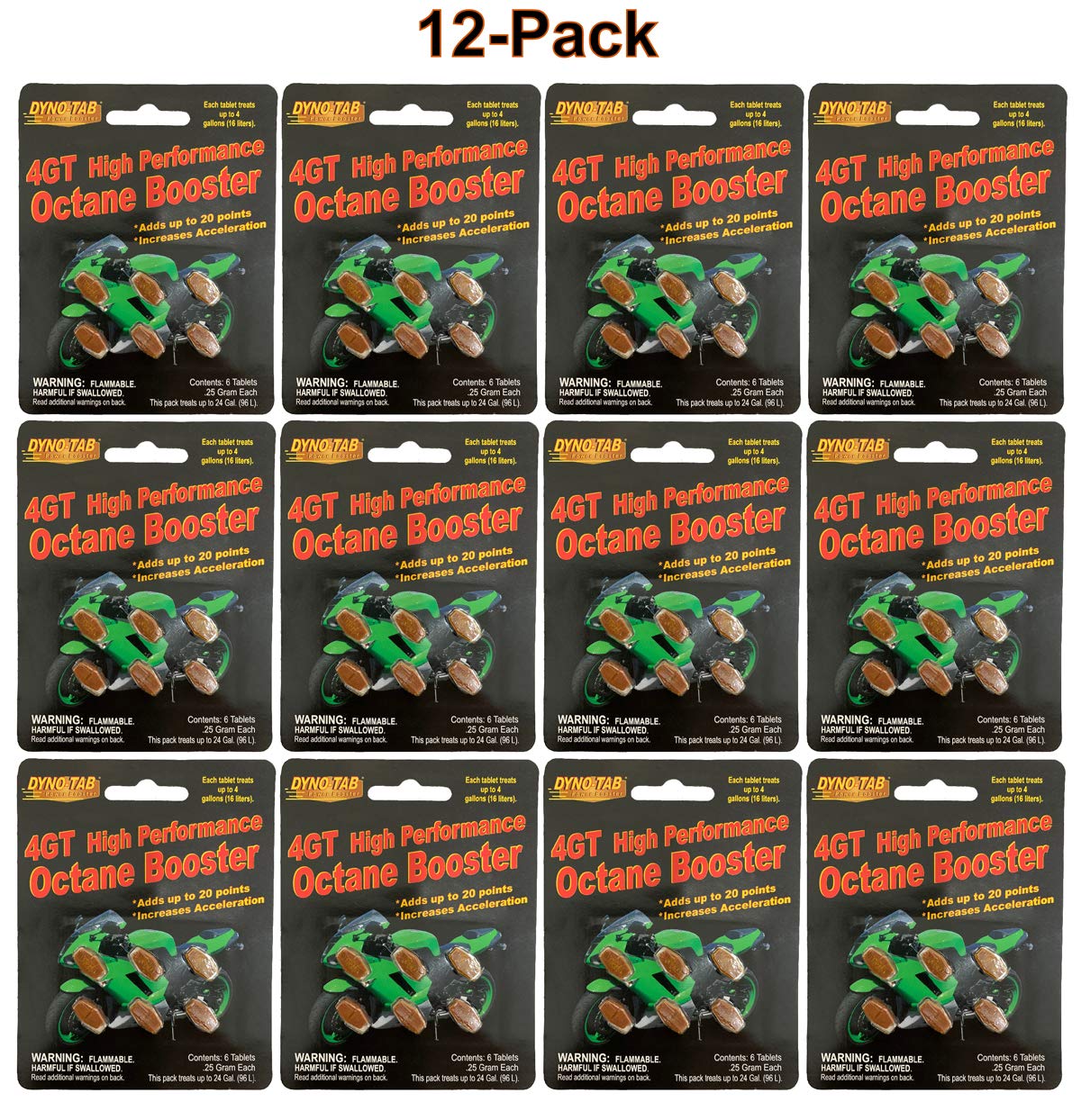 Buy Dynotab 4GT Motorcycle Octane Booster. Six 1/4gram Tablet Card, 12Pack. Adds up to 17